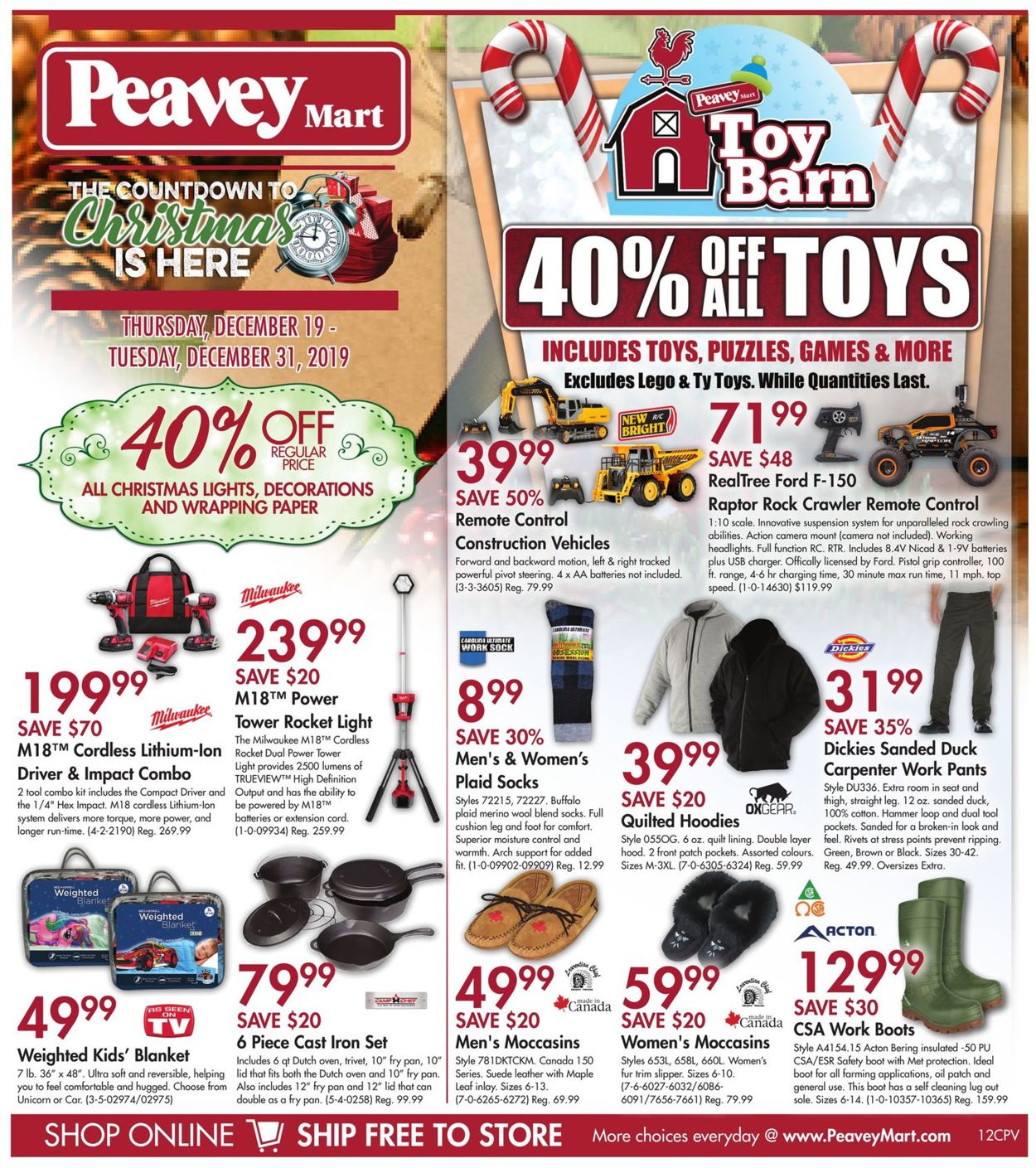 Peavey Mart Christmas Flyer 2019 Flyer - 12/19-12/31/2019