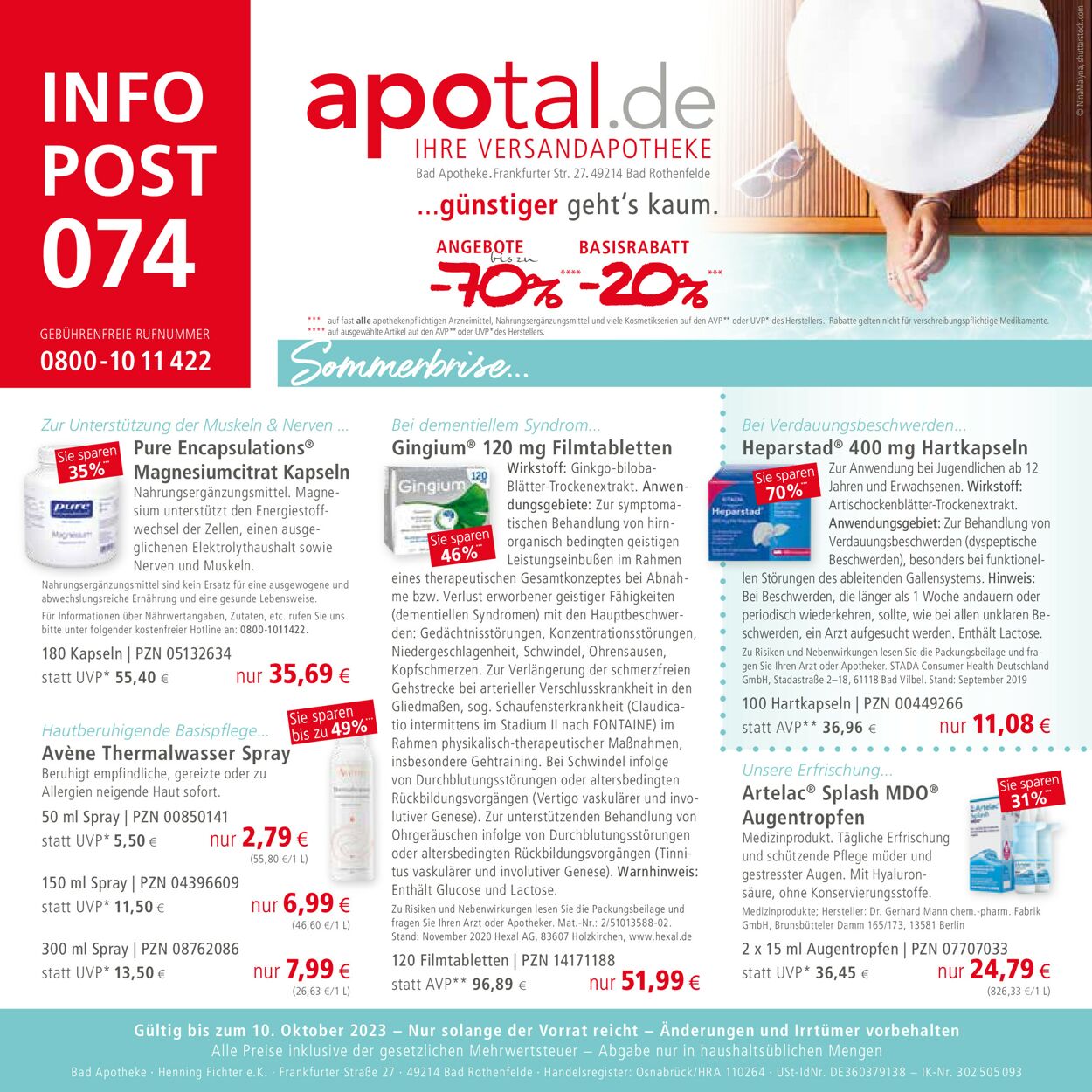 Apotal Prospekt - Aktuell vom 14.08-21.08.2023