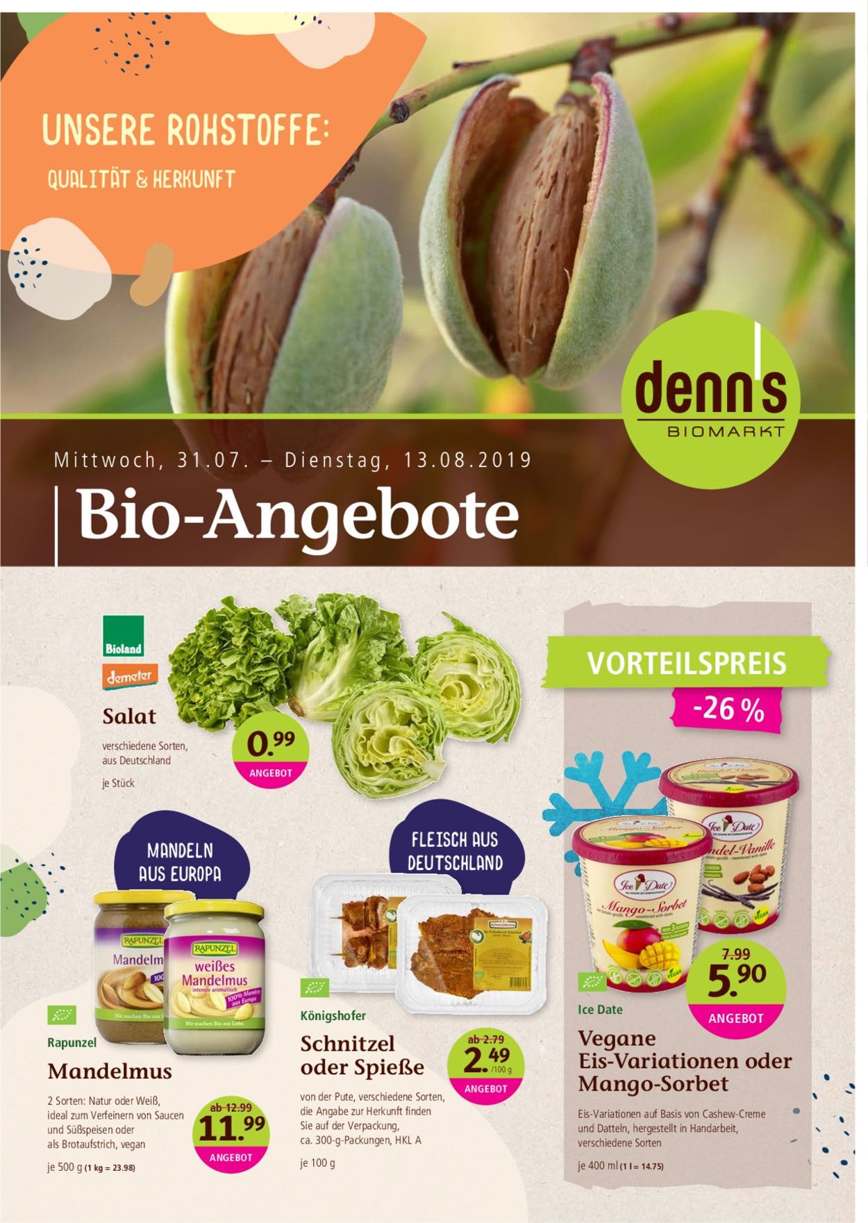 Denn's Biomarkt Prospekt - Aktuell vom 31.07-13.08.2019