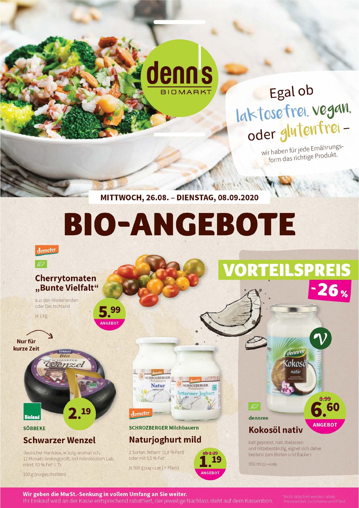 Denn's Biomarkt Prospekt - Aktuell vom 26.08-08.09.2020