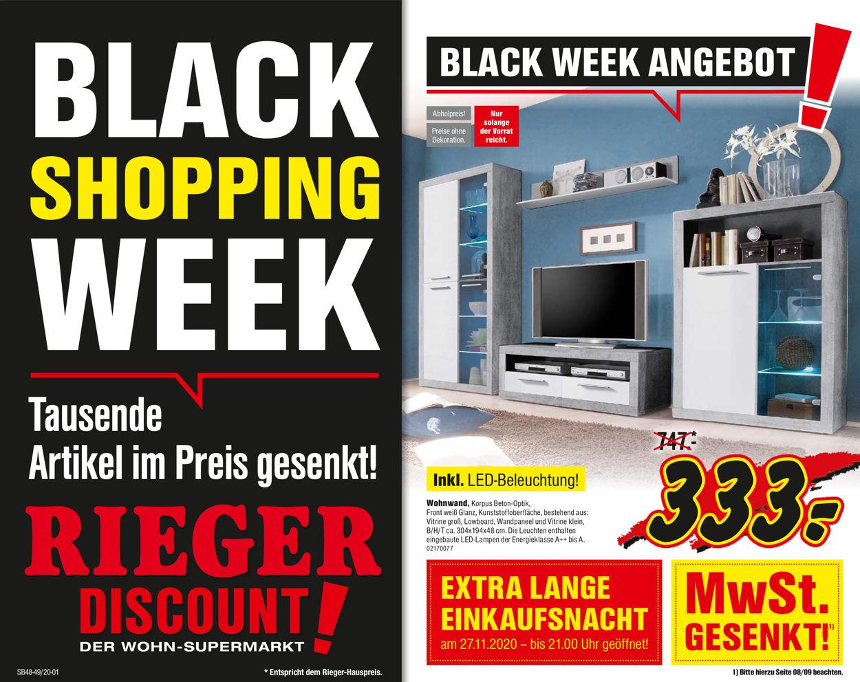 Möbel Rieger Black Week 2020 Prospekt - Aktuell vom 27.11-03.12.2020