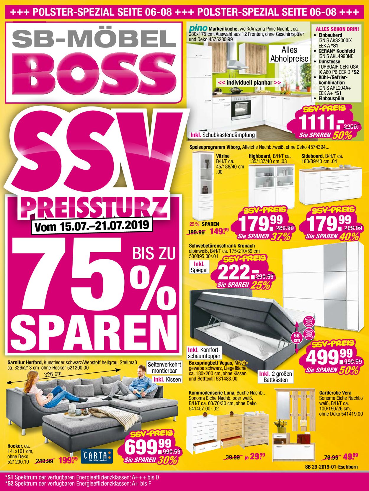 SB Möbel Boss Prospekt - Aktuell vom 15.07-21.07.2019