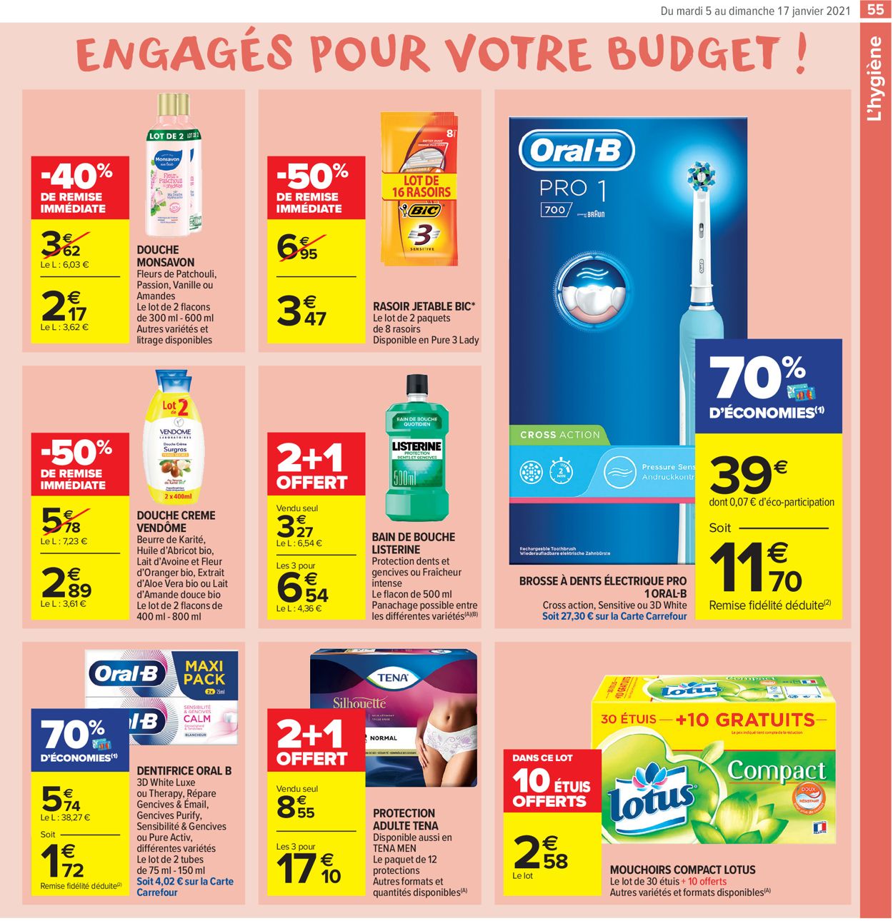 Carrefour Résolument engagés pour votre budget 2021 Catalogue - 05.01-17.01.2021 (Page 55)