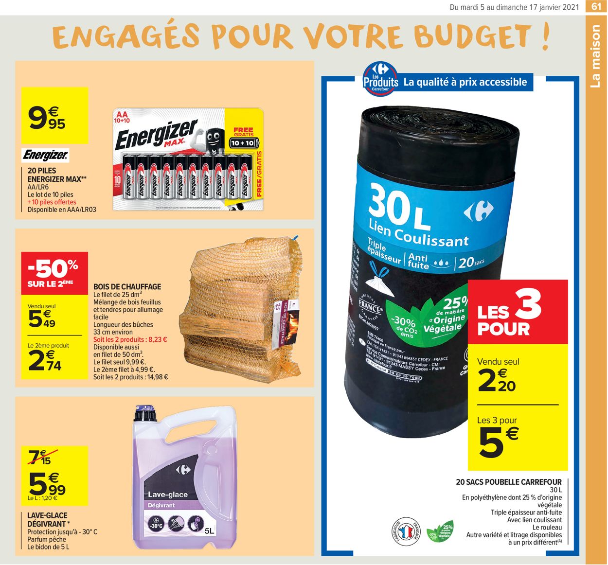 Carrefour Résolument engagés pour votre budget 2021 Catalogue - 05.01-17.01.2021 (Page 61)