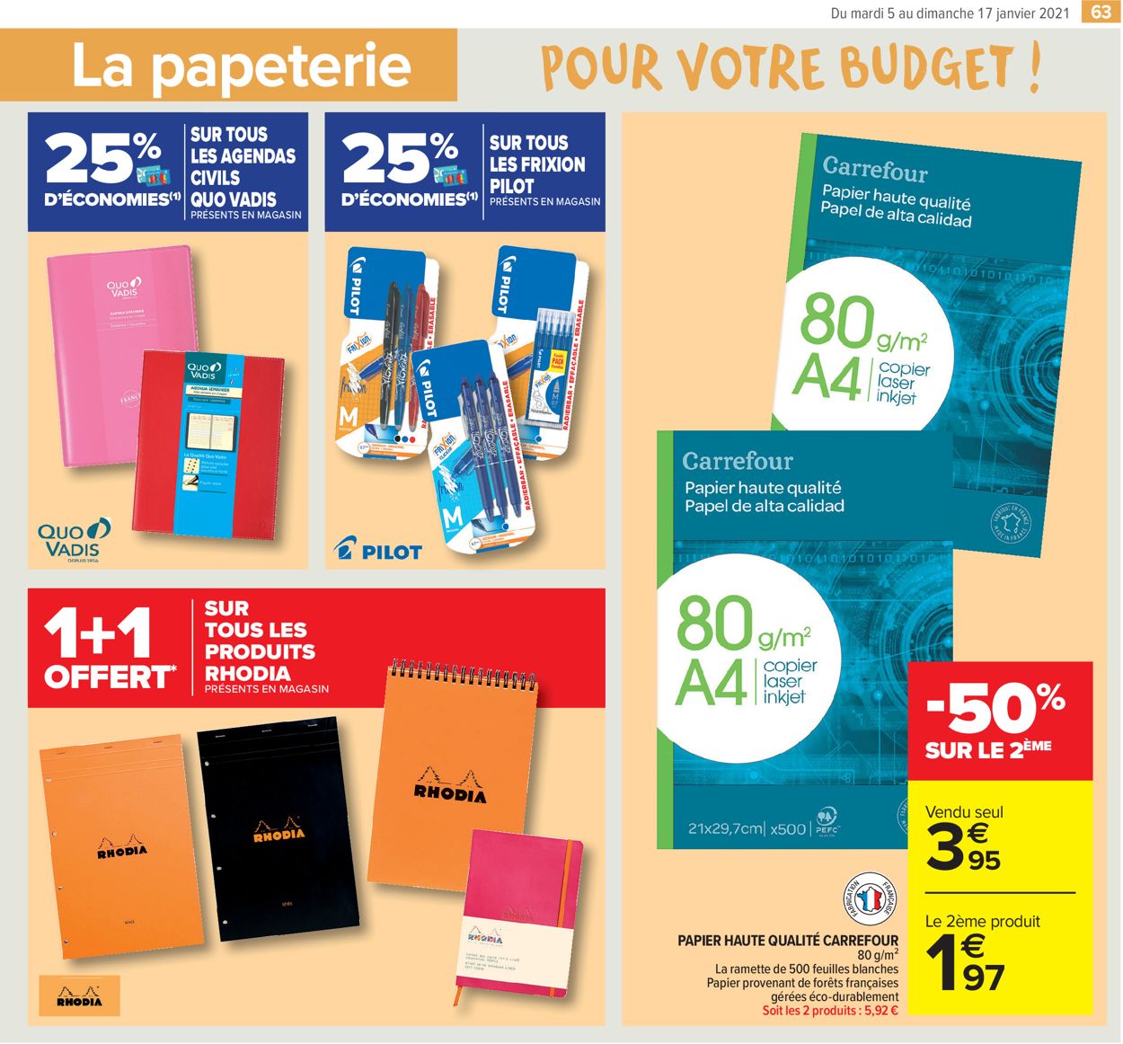 Carrefour Résolument engagés pour votre budget 2021 Catalogue - 05.01-17.01.2021 (Page 63)