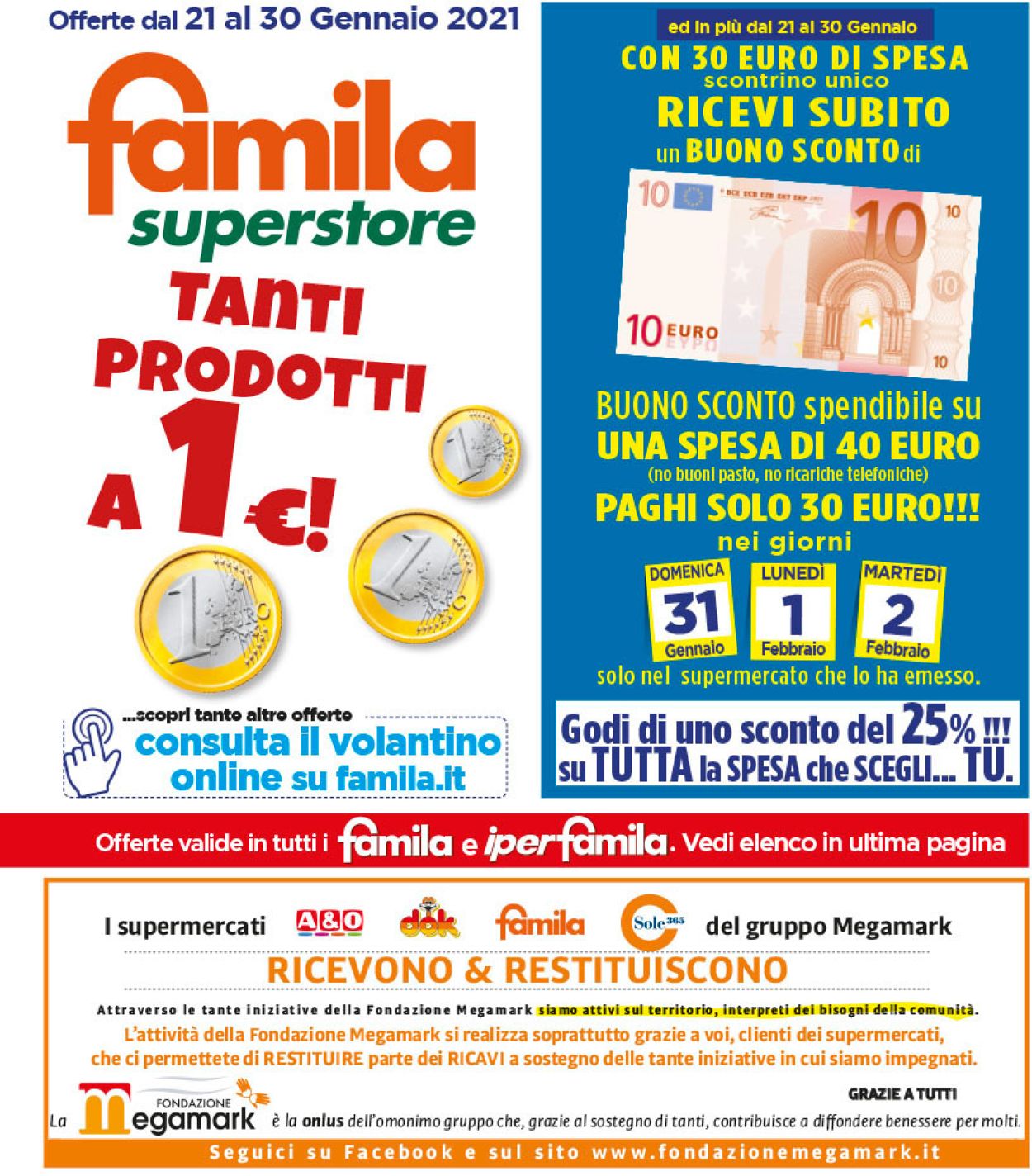 Volantino Famila - Offerte 21/01-30/01/2021