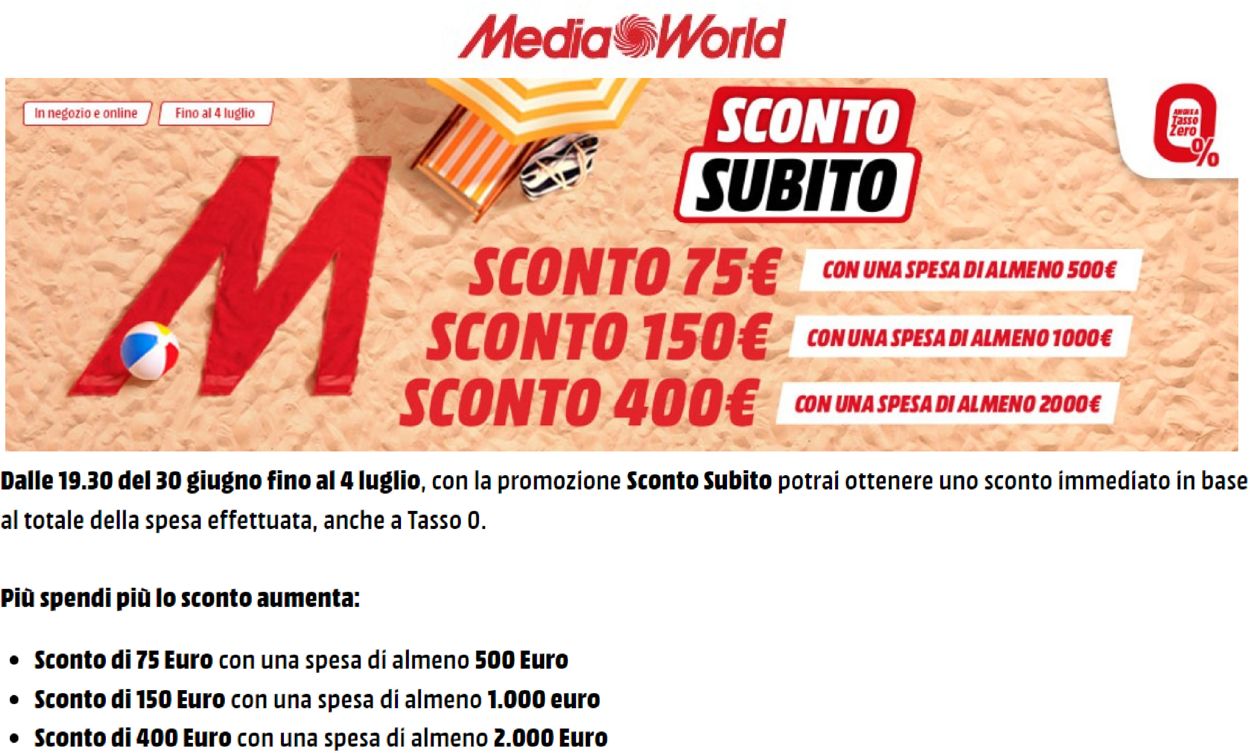 Volantino Media World - Offerte 30/06-04/07/2022