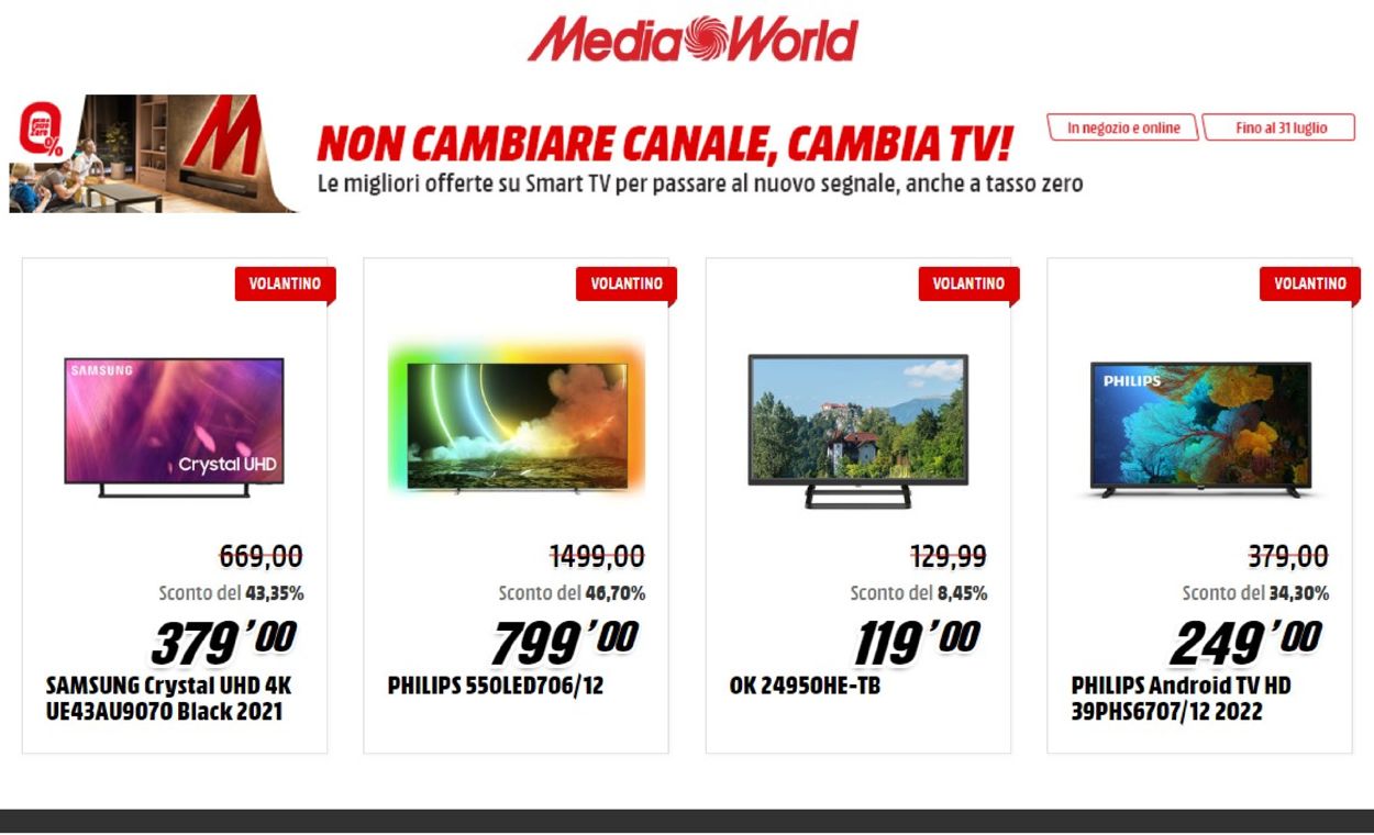 Volantino Media World - Offerte 22/07-31/07/2022