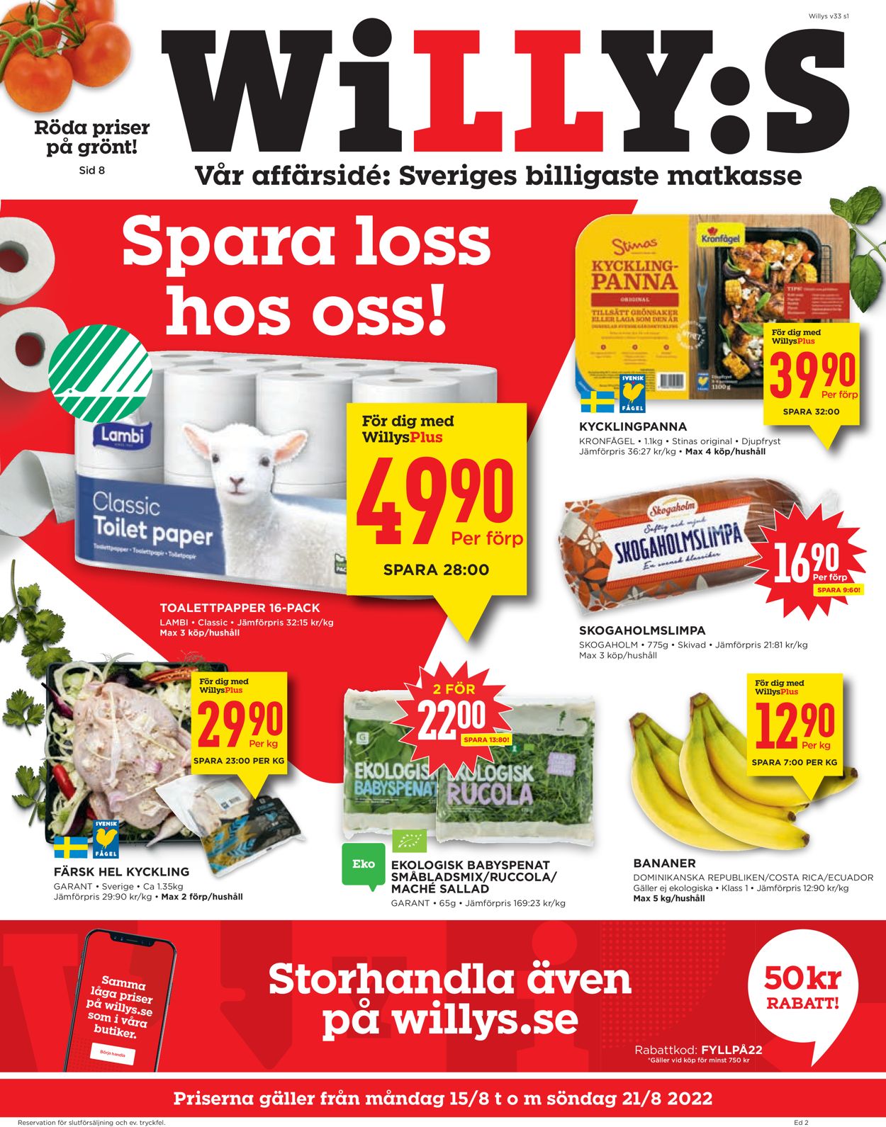 WiLLY:S - Reklamblad - 15/08-21/08-2022