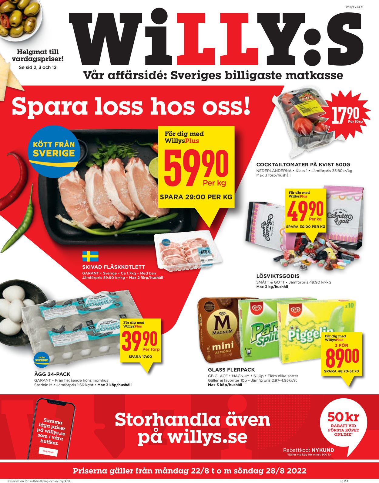 WiLLY:S - Reklamblad - 22/08-28/08-2022