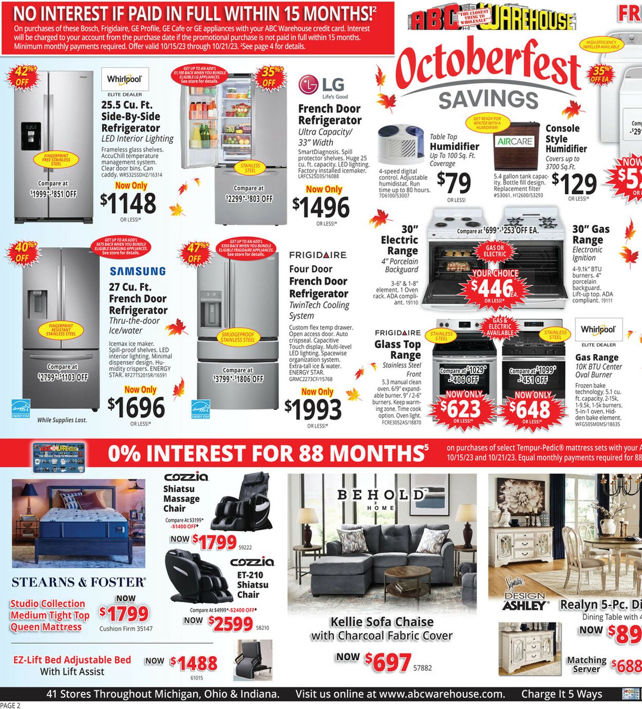 ABC Warehouse Weekly Ad Circular - valid 10/15-10/21/2023 (Page 2)