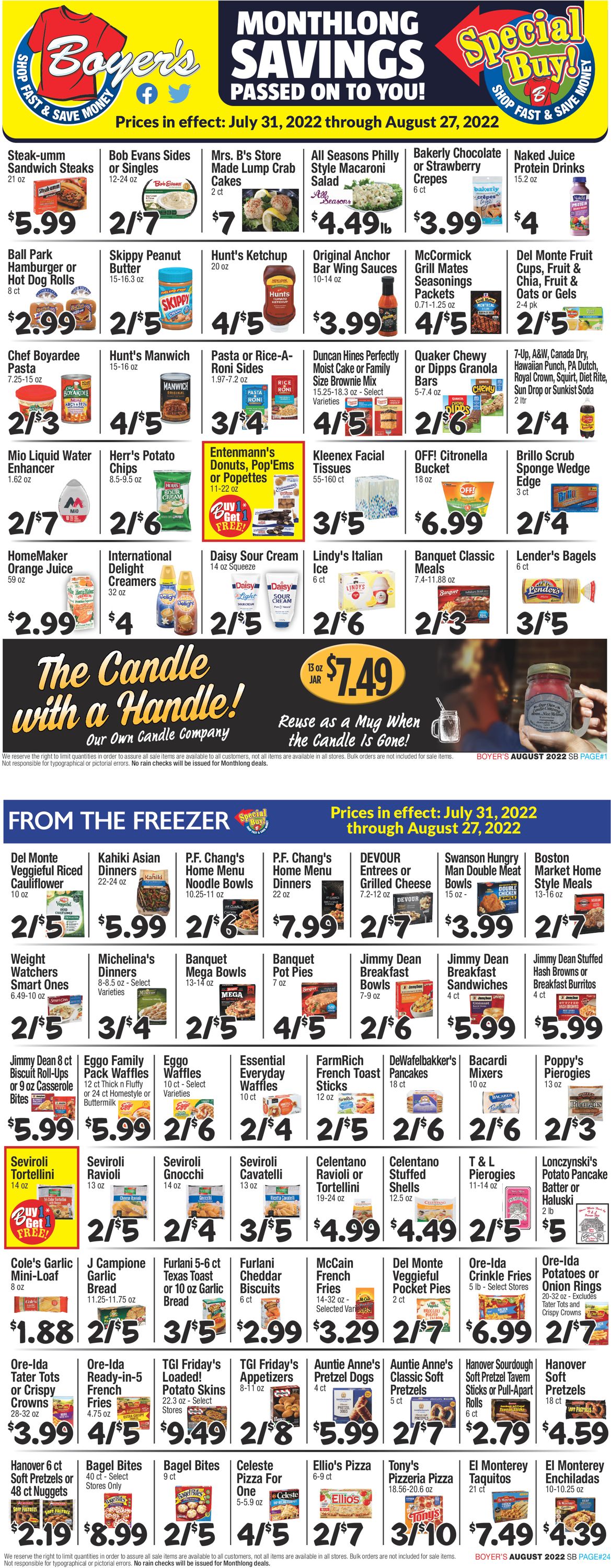 Boyer's Food Markets Weekly Ad Circular - valid 07/31-08/27/2022