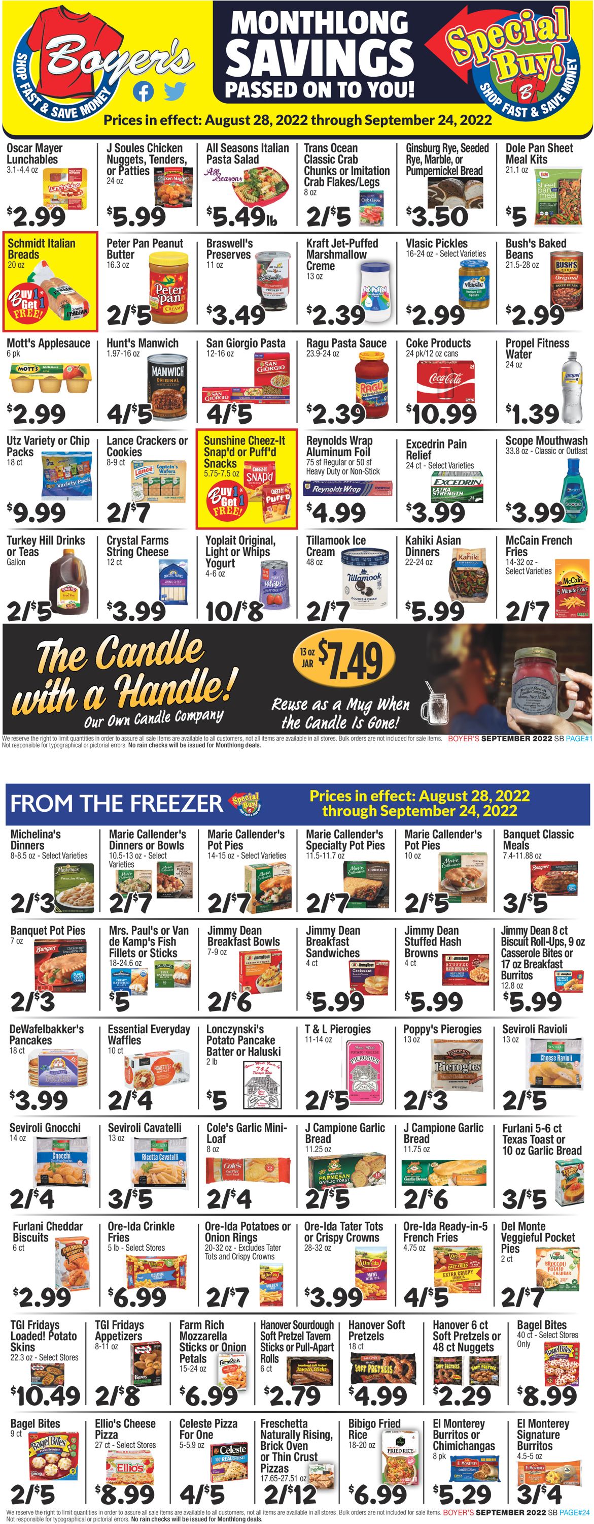 Boyer's Food Markets Weekly Ad Circular - valid 08/28-09/24/2022