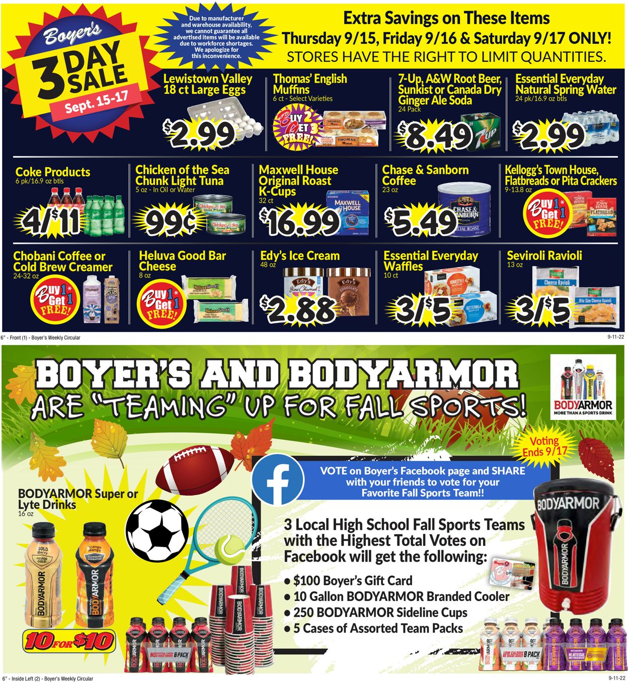 Boyer's Food Markets Weekly Ad Circular - valid 09/11-09/17/2022