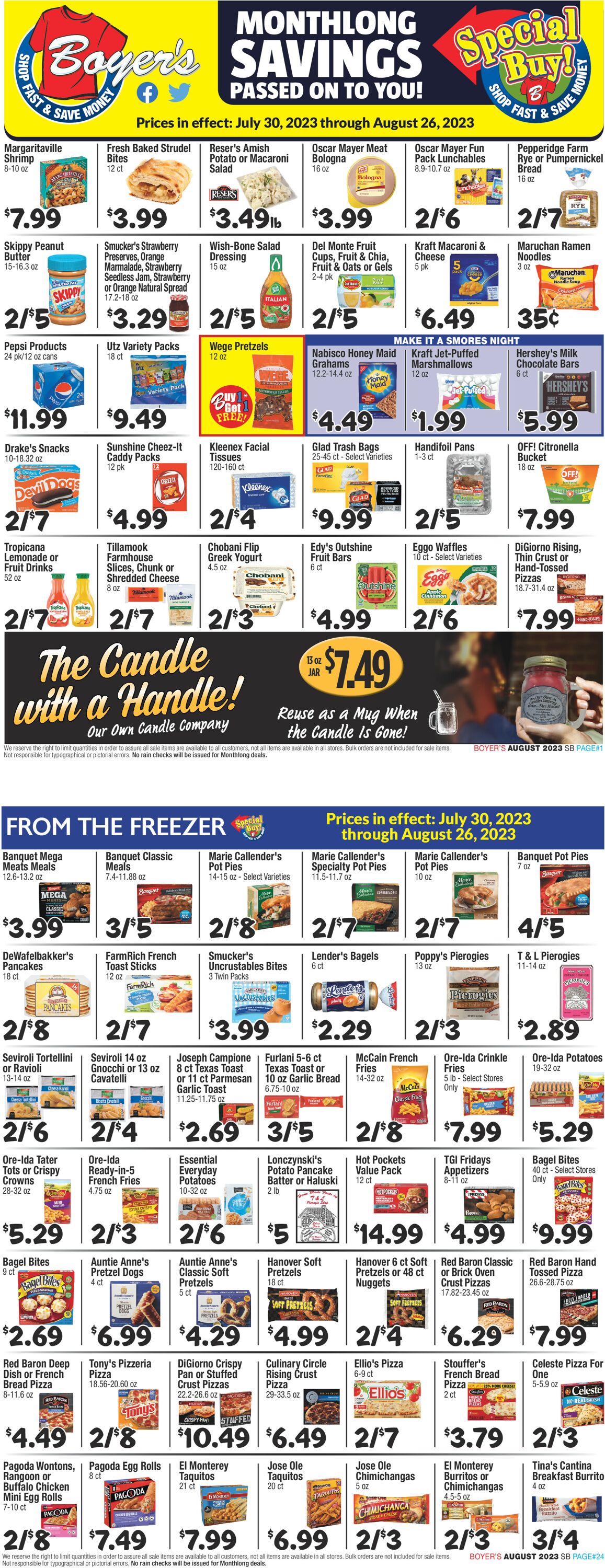 Boyer's Food Markets Weekly Ad Circular - valid 07/30-08/26/2023