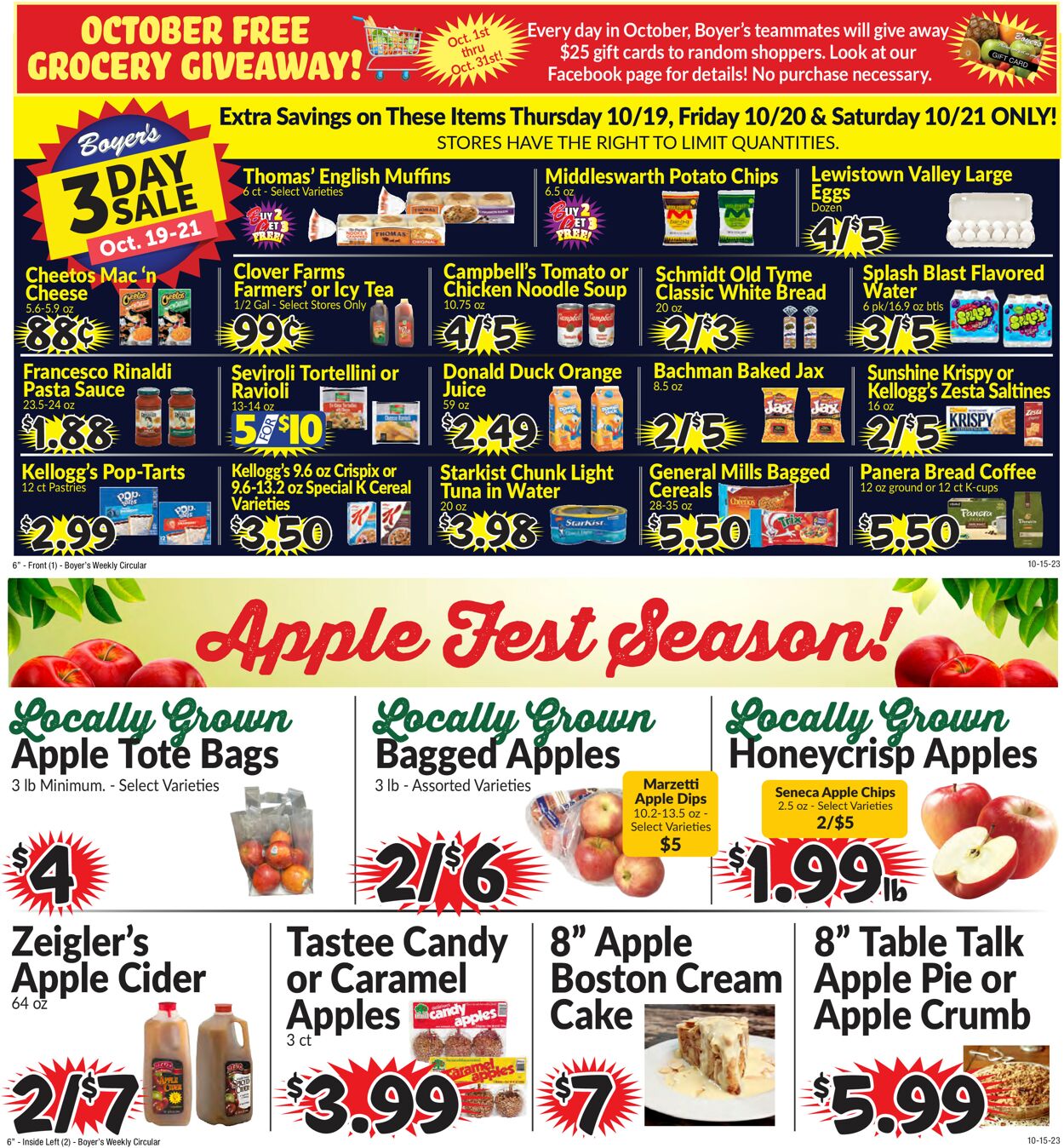 Boyer's Food Markets Weekly Ad Circular - valid 10/15-10/21/2023