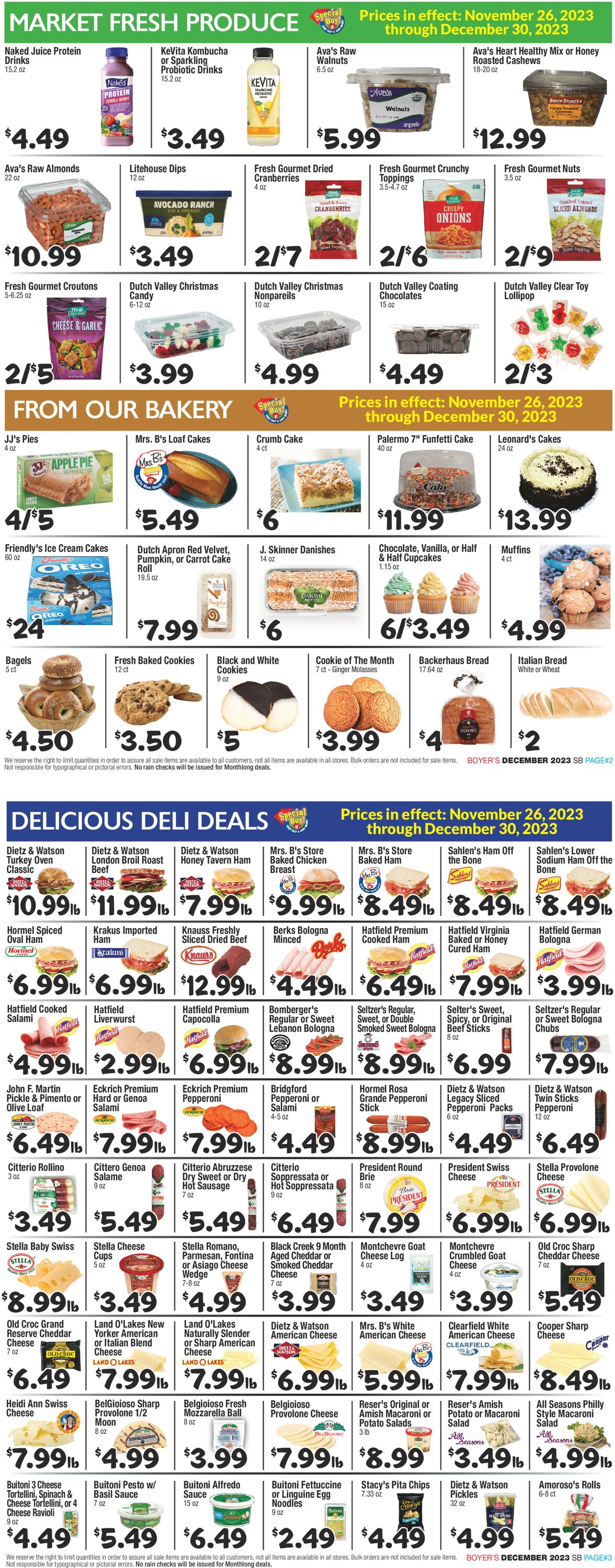 Boyer's Food Markets Weekly Ad Circular - valid 11/26-12/30/2023 (Page 2)