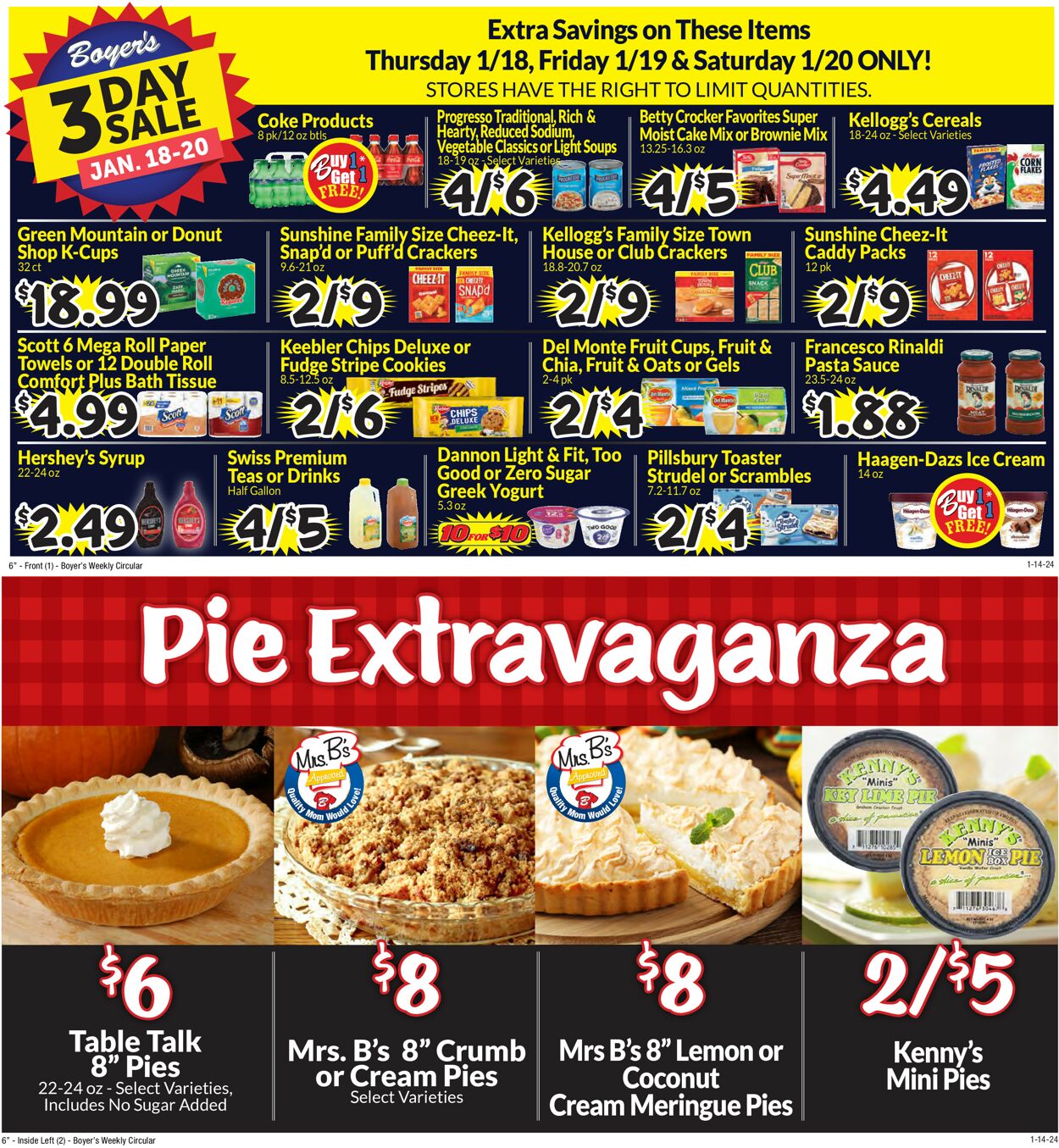 Boyer's Food Markets Weekly Ad Circular - valid 01/14-01/20/2024