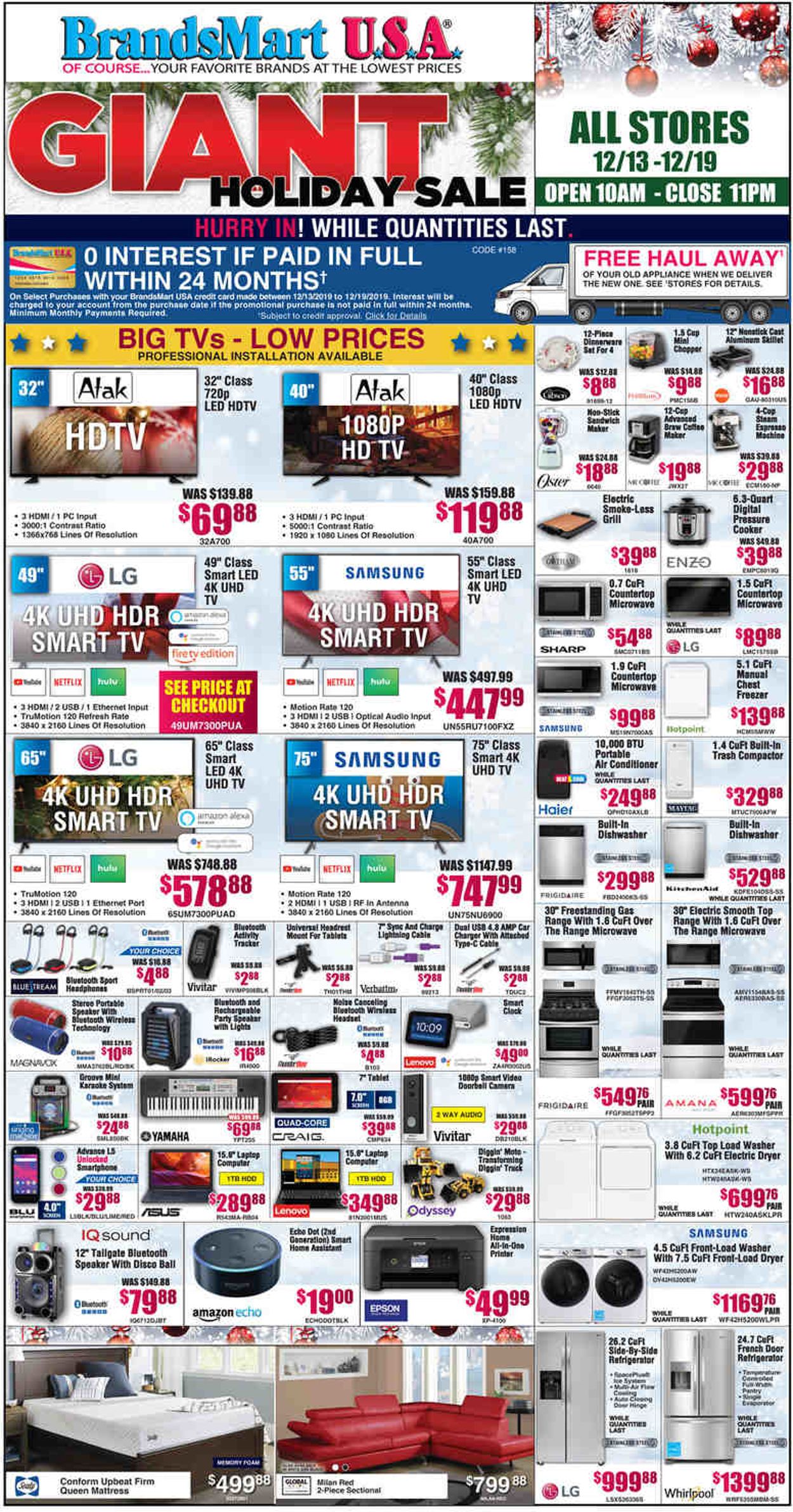 Brandsmart USA - Holiday Sale Ad 2019 Weekly Ad Circular - valid 12/13-12/15/2019