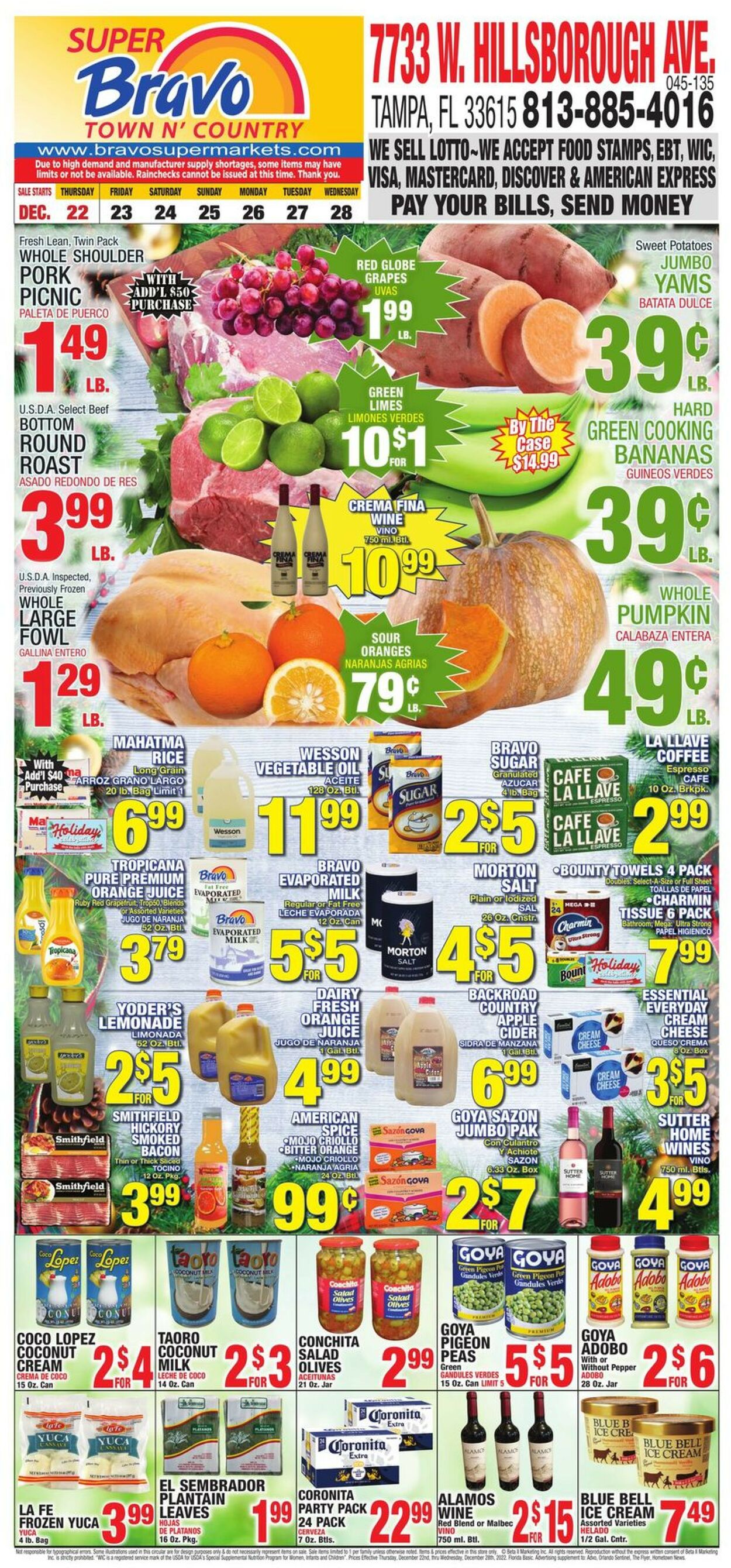 Bravo Supermarkets Weekly Ad Circular - valid 12/22-12/28/2022