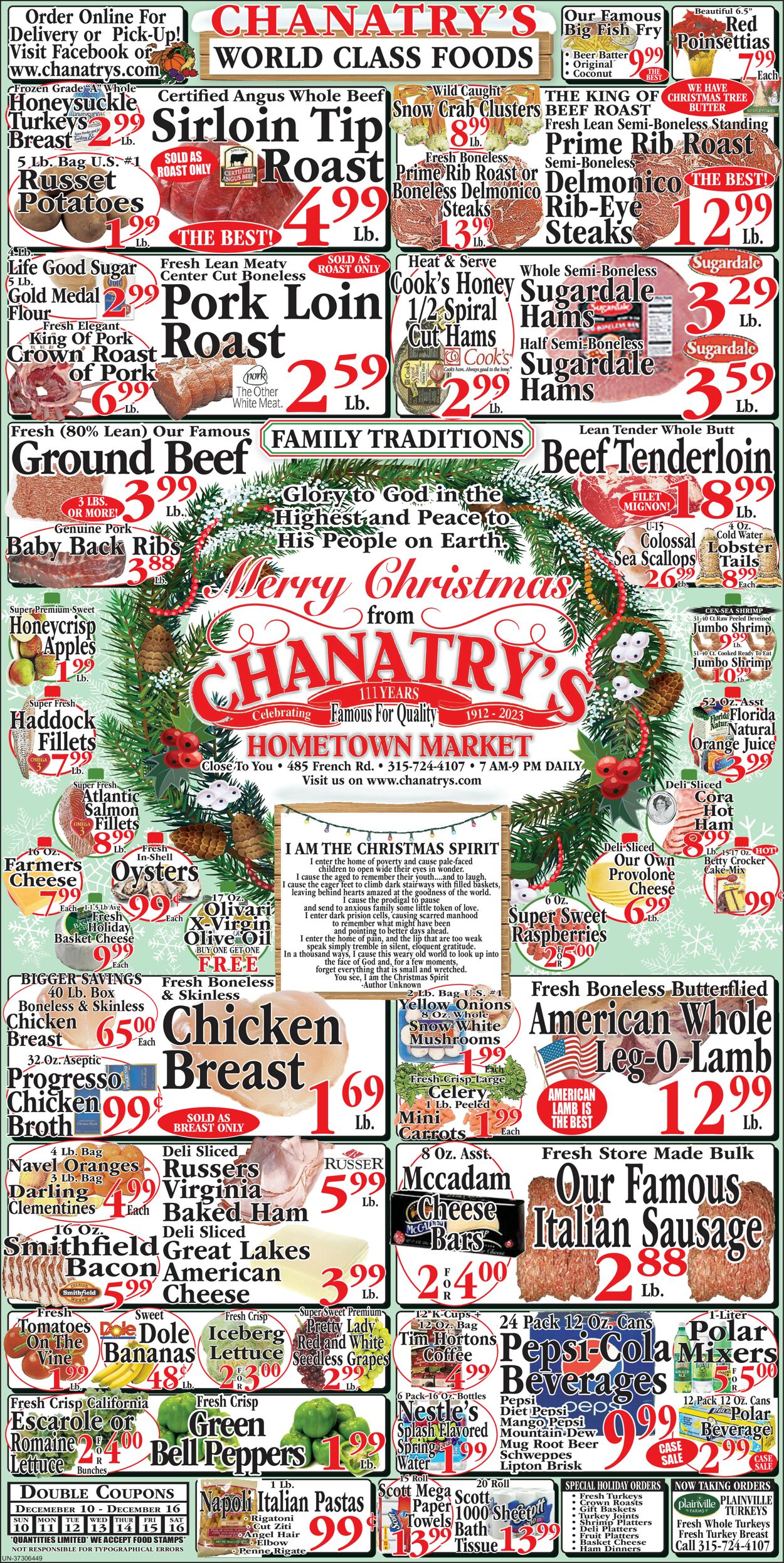 Chanatry's Hometown Market Weekly Ad Circular - valid 12/10-12/17/2023