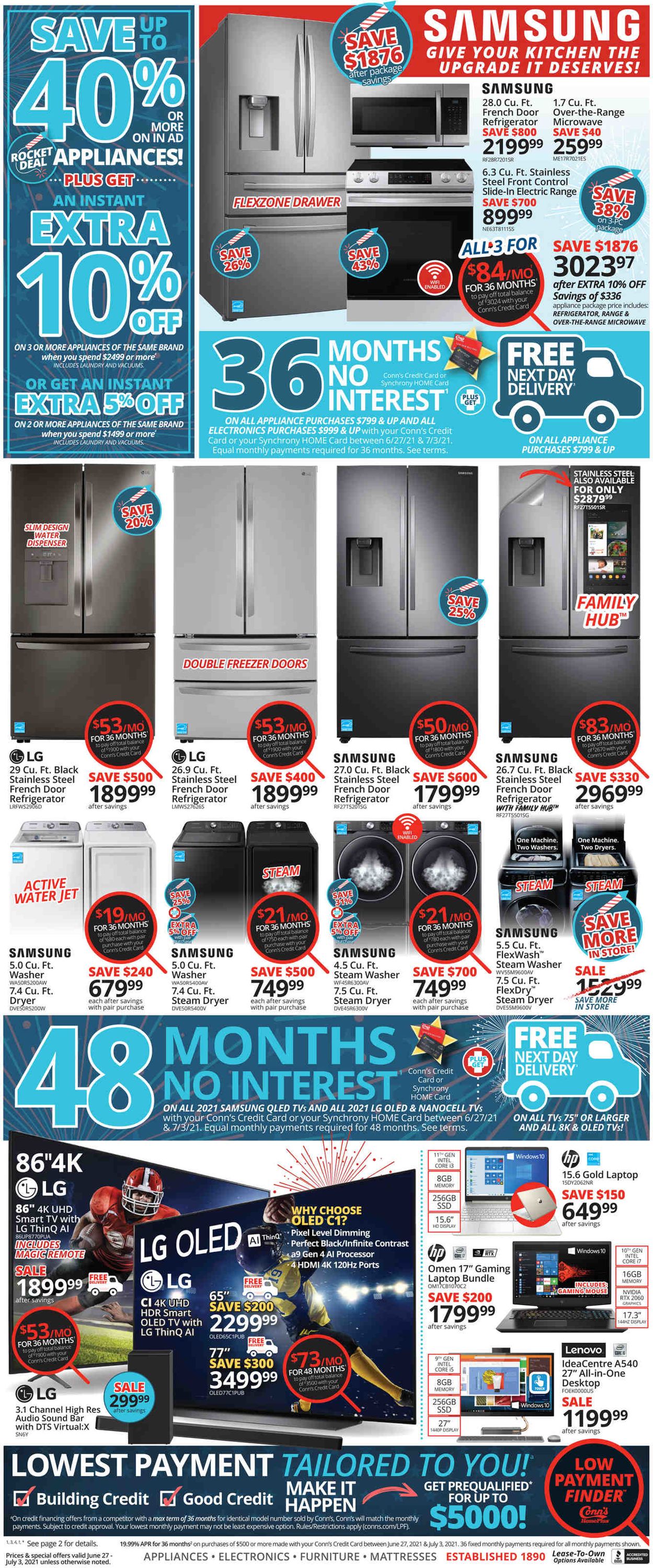 Conn's Home Plus Weekly Ad Circular - valid 06/27-07/03/2021 (Page 4)