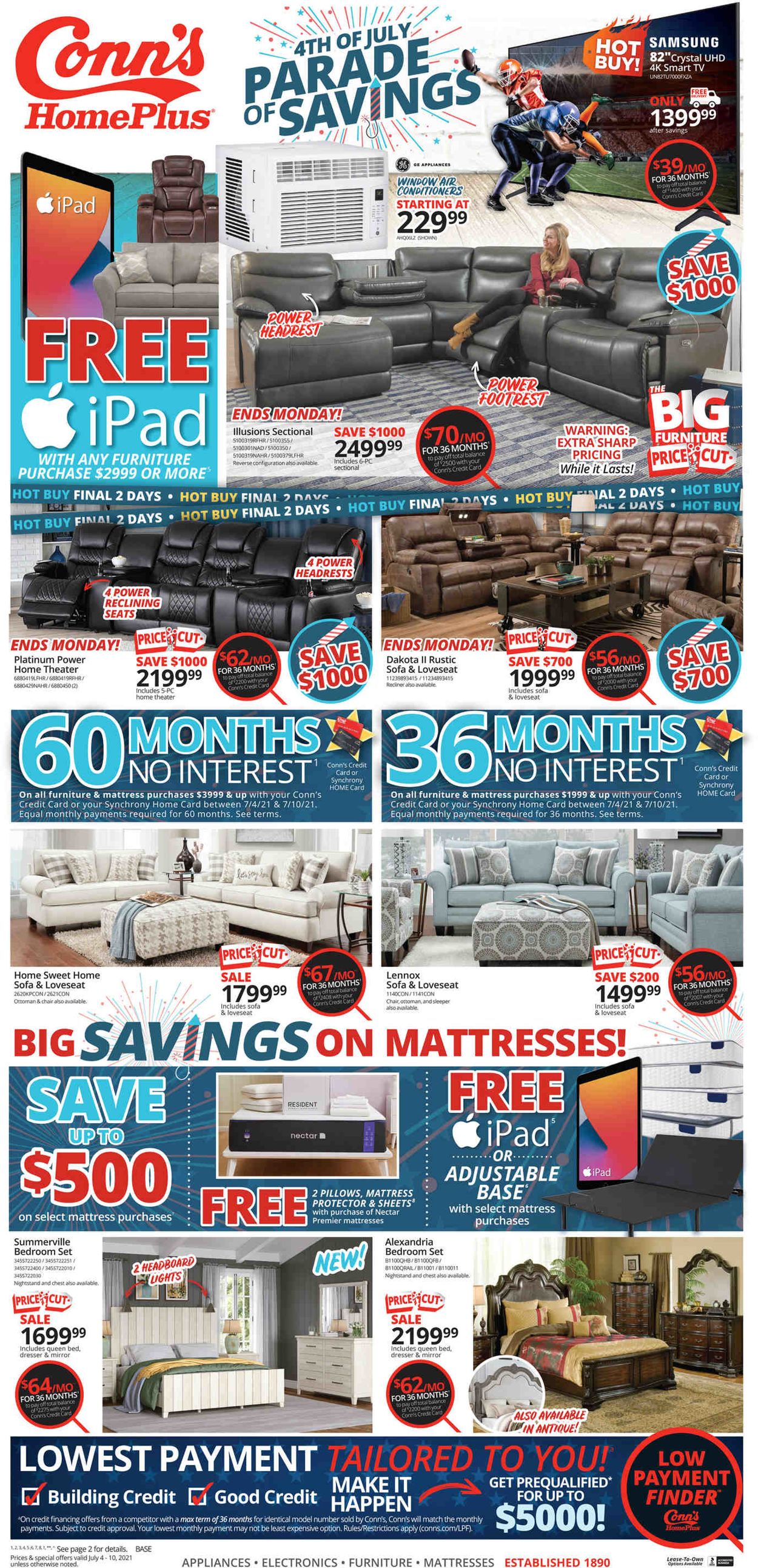 Conn's Home Plus Weekly Ad Circular - valid 07/04-07/10/2021