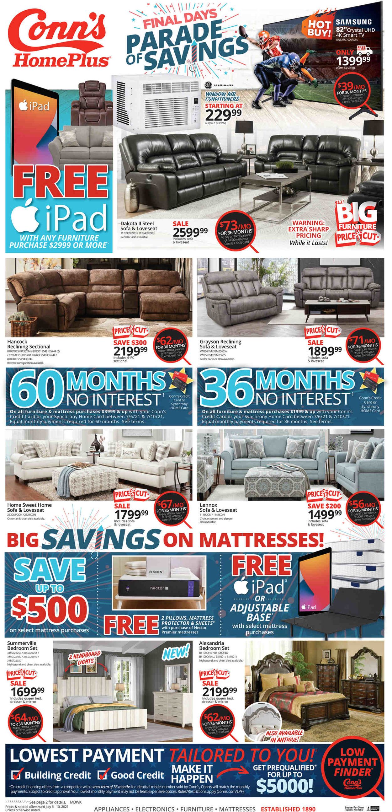 Conn's Home Plus Weekly Ad Circular - valid 07/06-07/10/2021