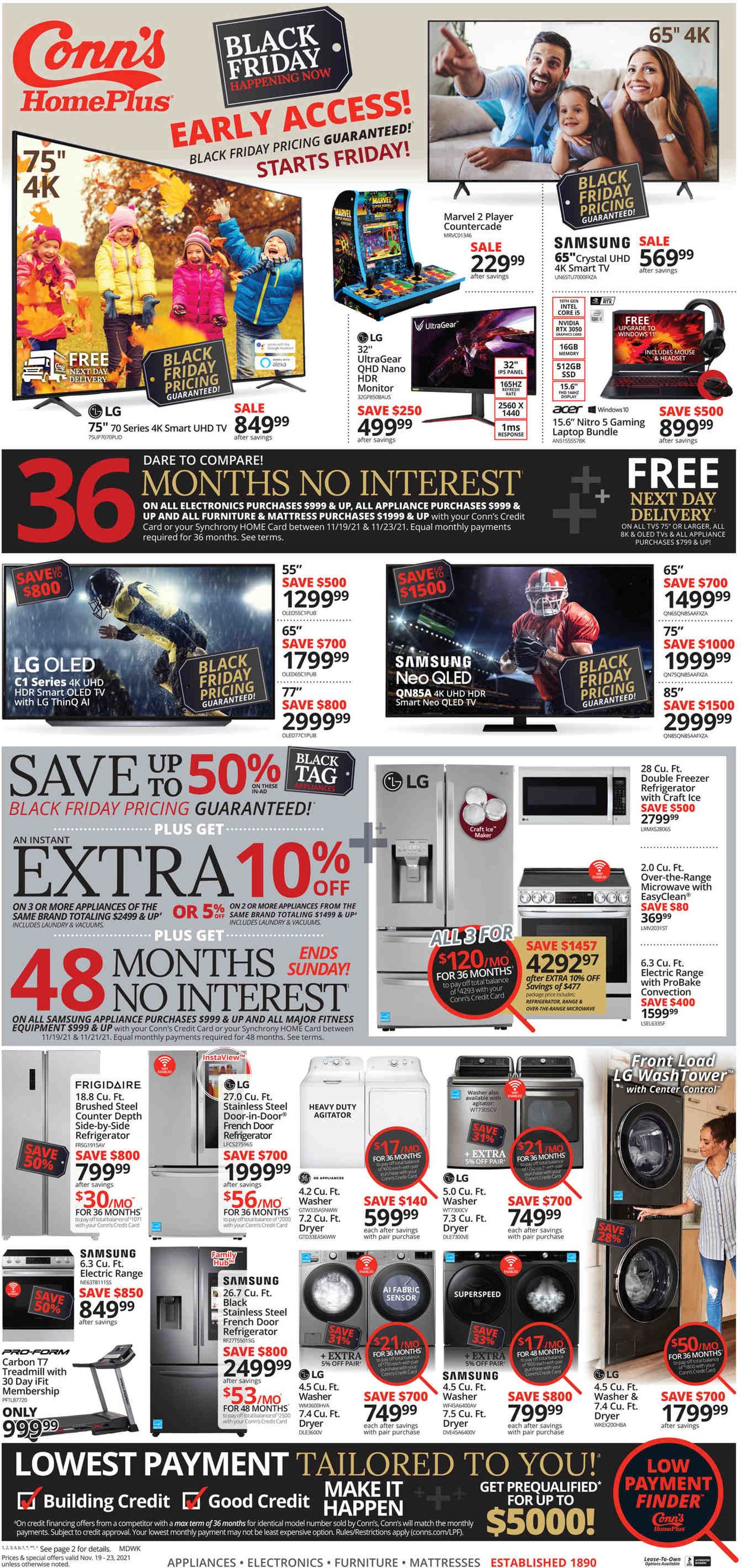 Conn's Home Plus BLACK FRIDAY 2021 Weekly Ad Circular - valid 11/19-11/23/2021