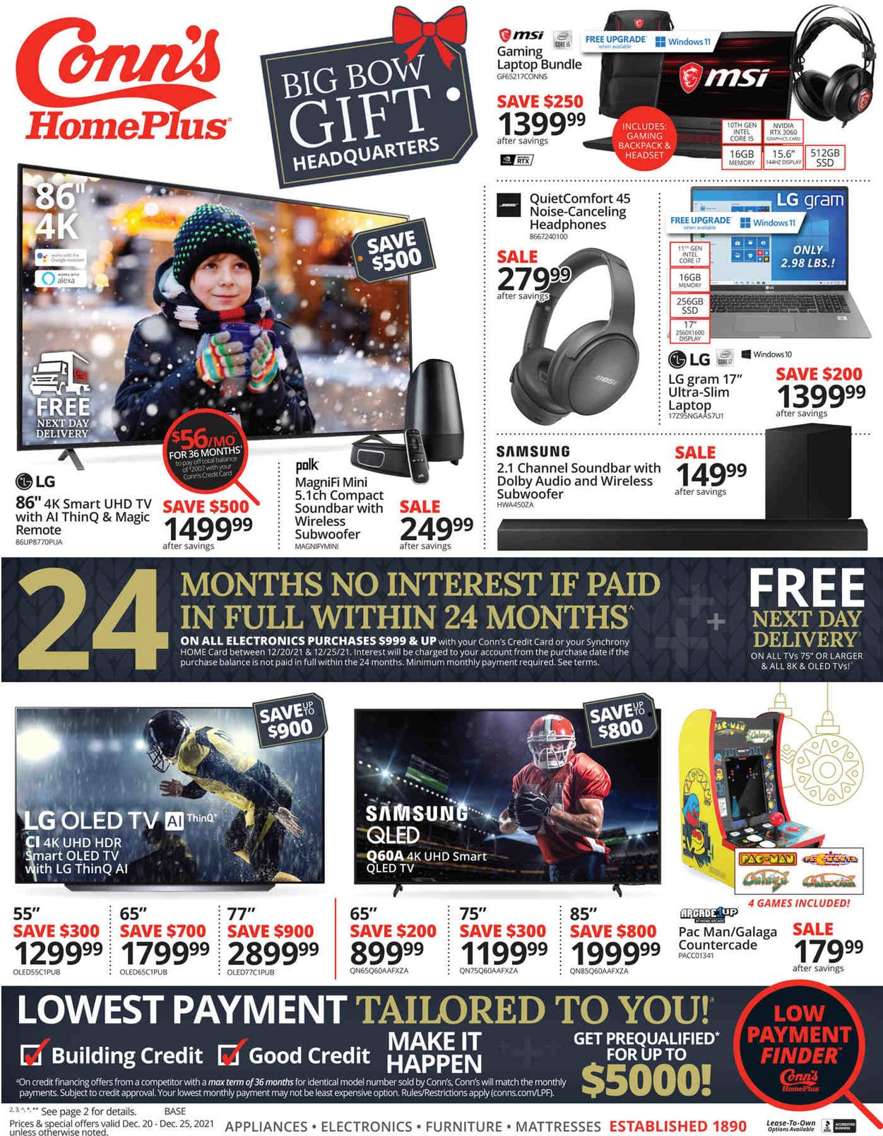 Conn's Home Plus HOLIDAY 2021 Weekly Ad Circular - valid 12/20-12/25/2021