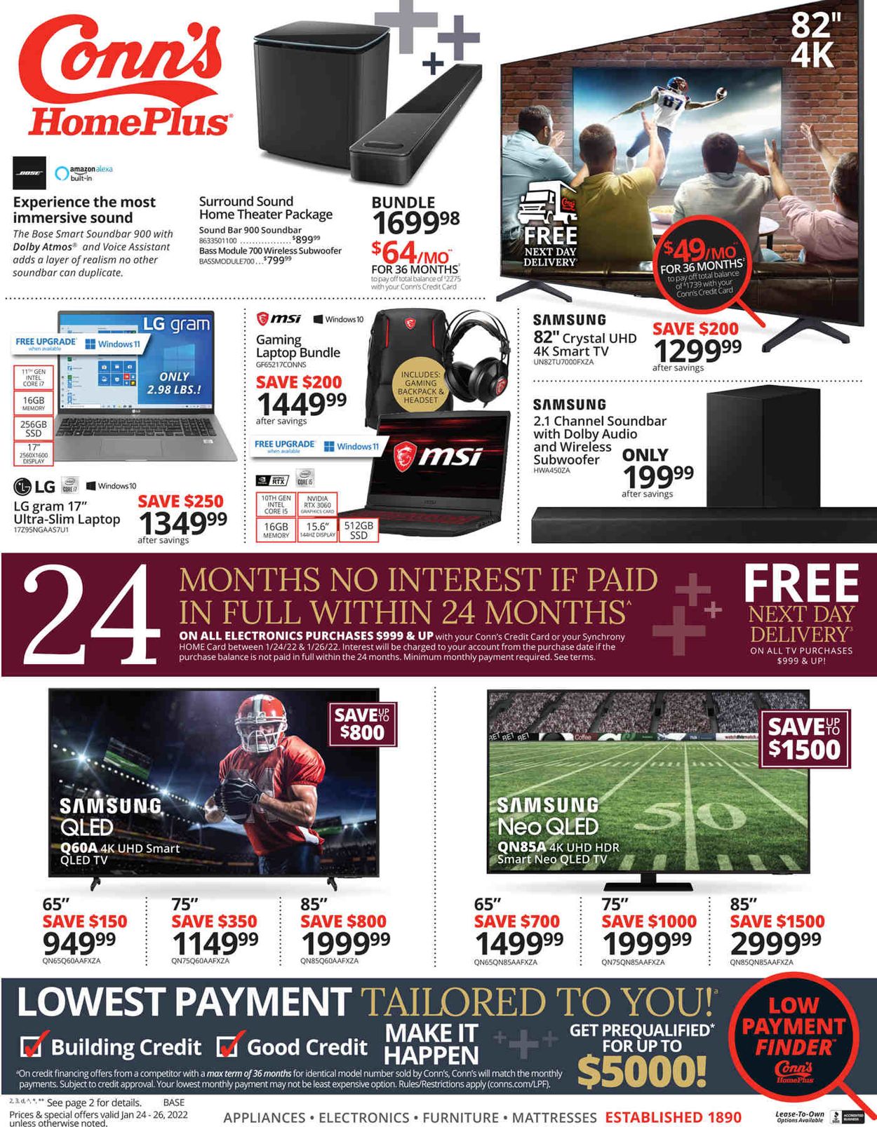 Conn's Home Plus Weekly Ad Circular - valid 01/24-01/26/2022