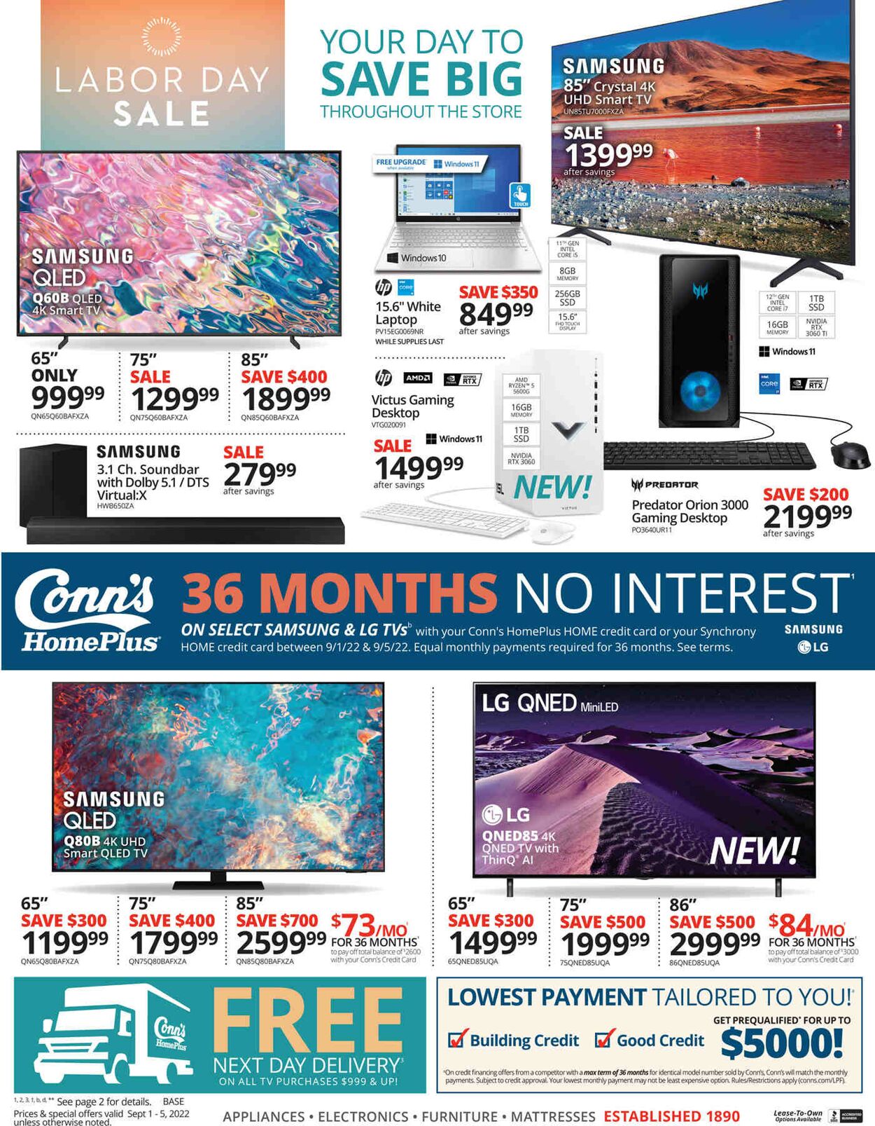 Conn's Home Plus Weekly Ad Circular - valid 09/01-09/05/2022