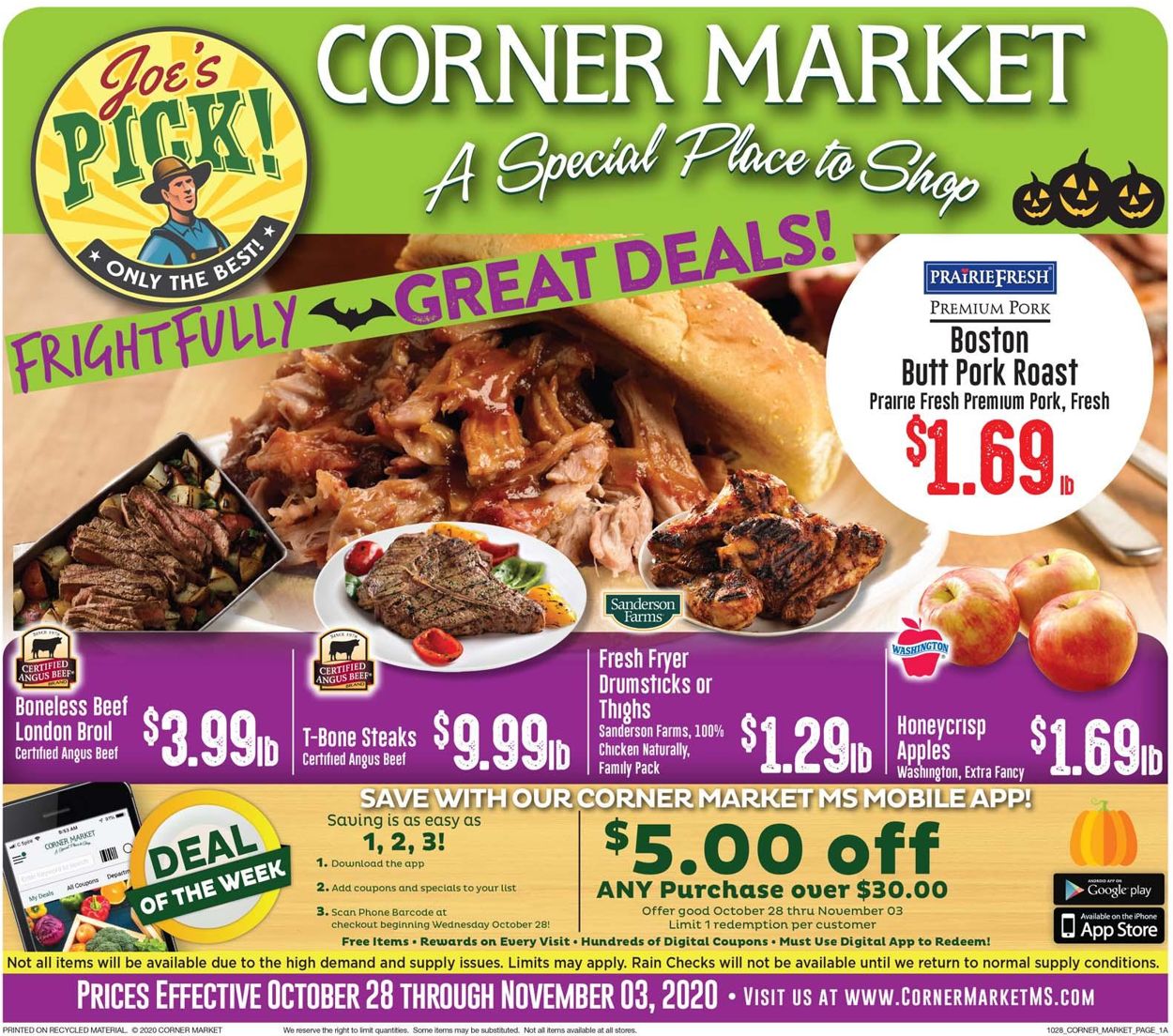 Corner Market Weekly Ad Circular - valid 10/28-11/03/2020