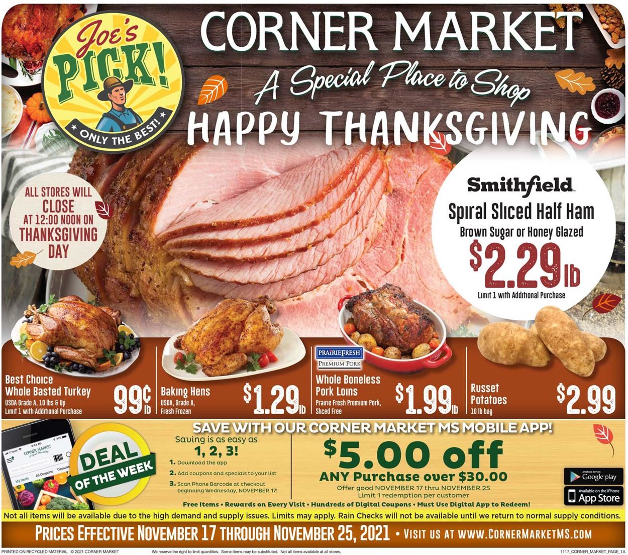 Corner Market THANKSGIVING 2021 Weekly Ad Circular - valid 11/17-11/25/2021