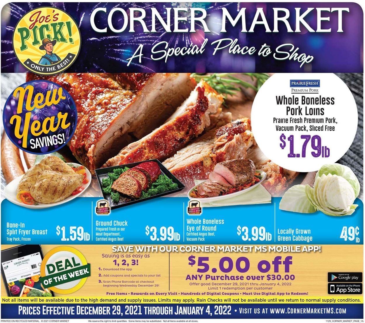 Corner Market Weekly Ad Circular - valid 12/29-01/04/2022