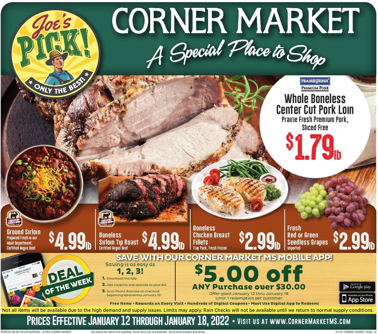 Corner Market Weekly Ad Circular - valid 01/12-01/18/2022