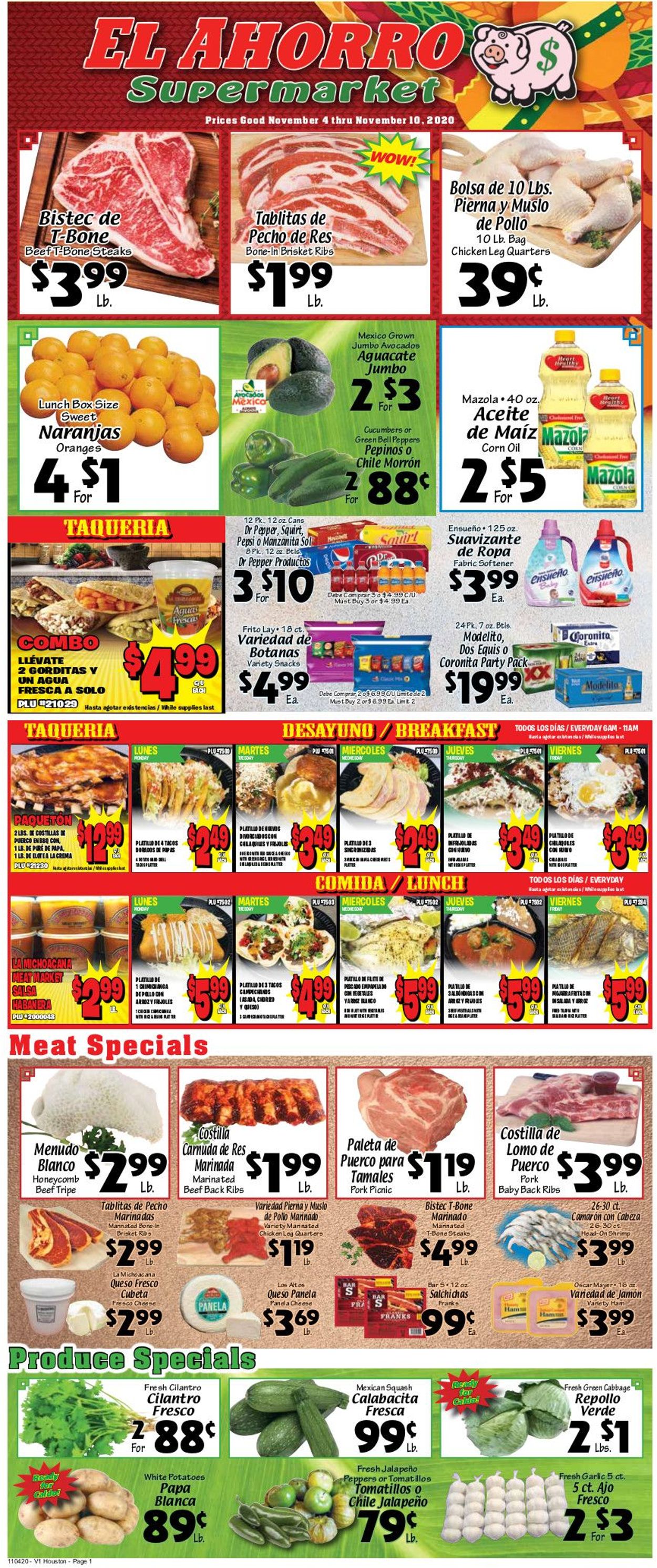 El Ahorro Supermarket Weekly Ad Circular - valid 11/04-11/10/2020
