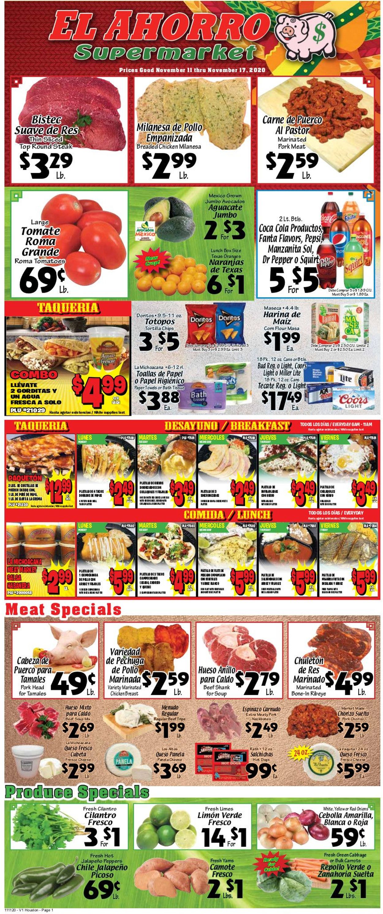 El Ahorro Supermarket Weekly Ad Circular - valid 11/11-11/17/2020