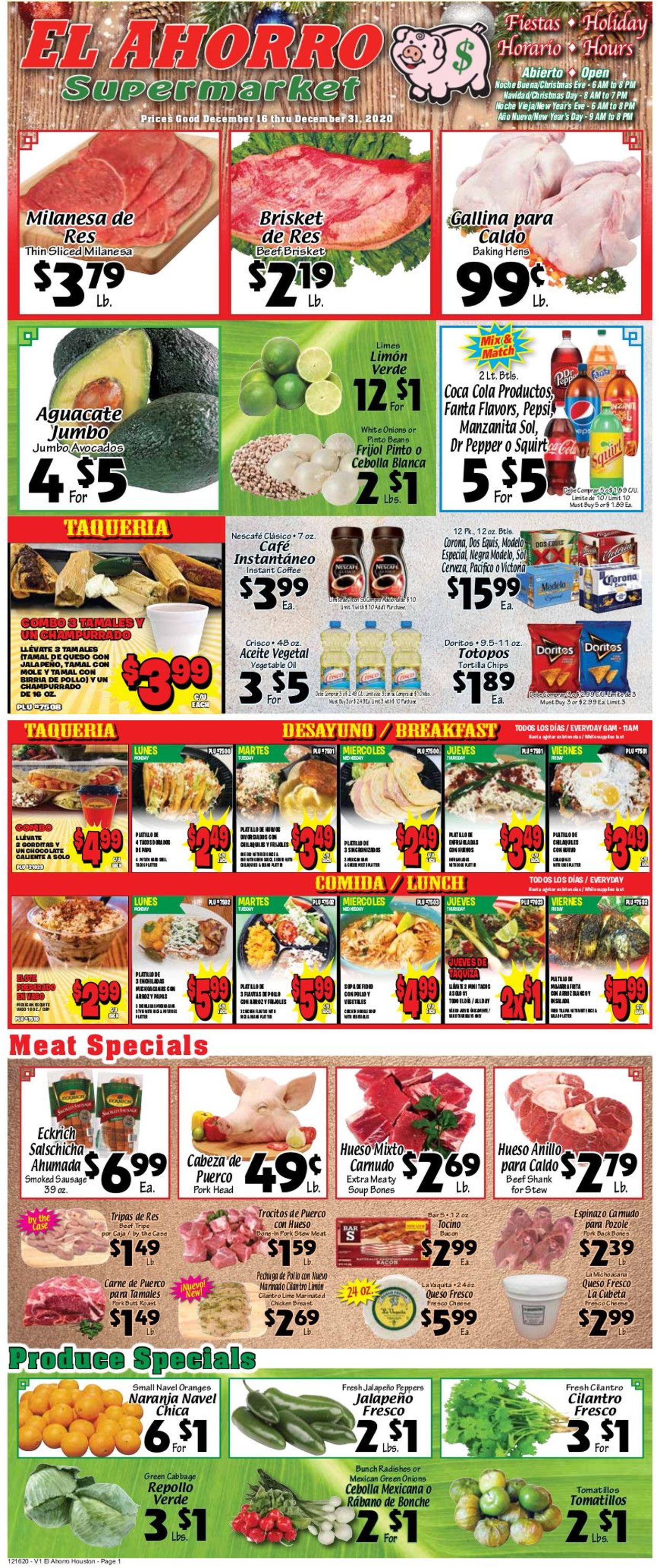 El Ahorro Supermarket Weekly Ad Circular - valid 12/16-12/31/2020
