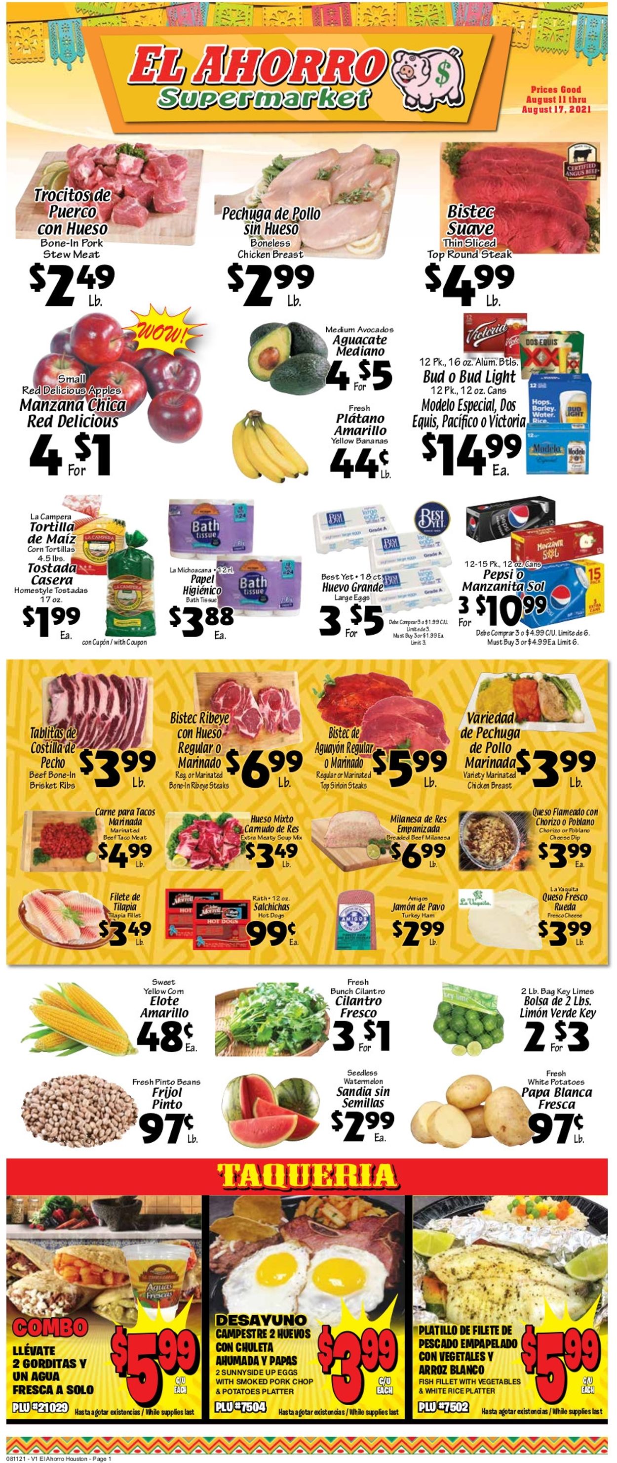 El Ahorro Supermarket Weekly Ad Circular - valid 08/11-08/17/2021