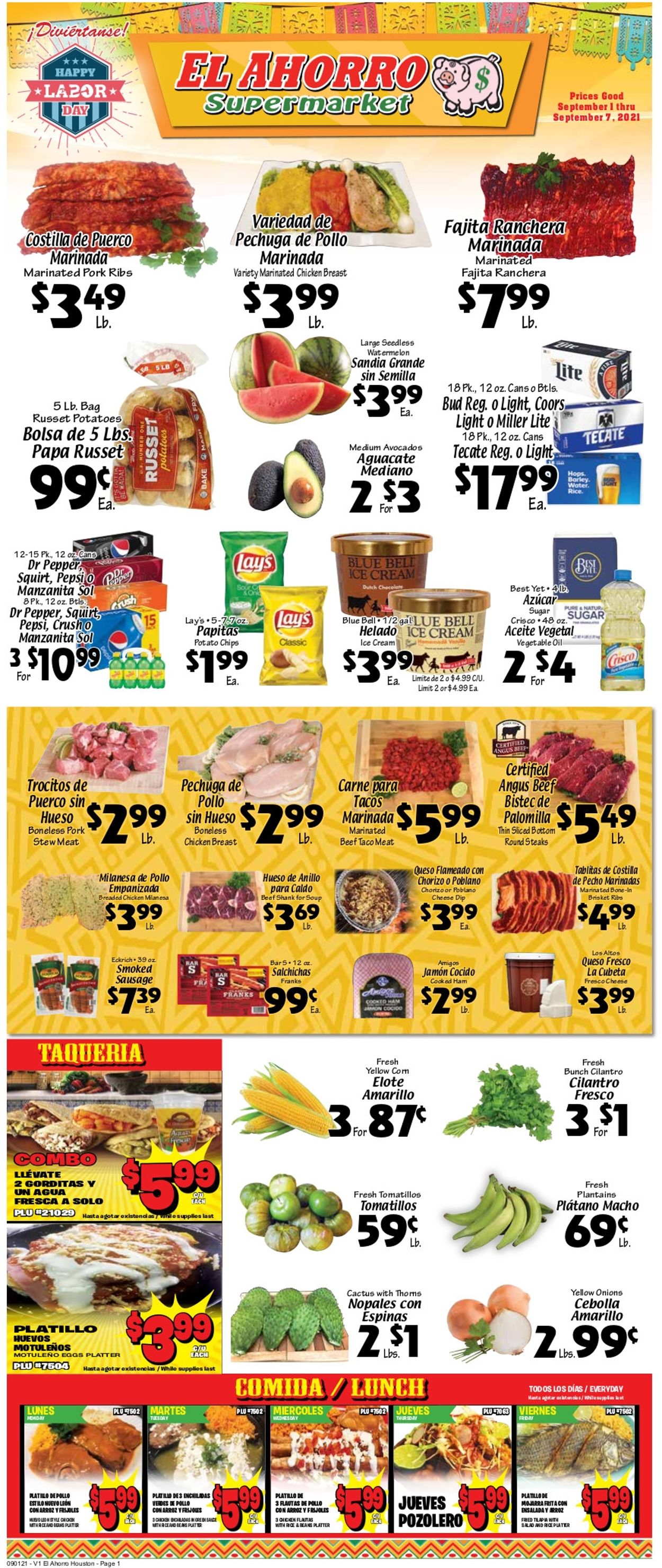 El Ahorro Supermarket Weekly Ad Circular - valid 09/01-09/07/2021