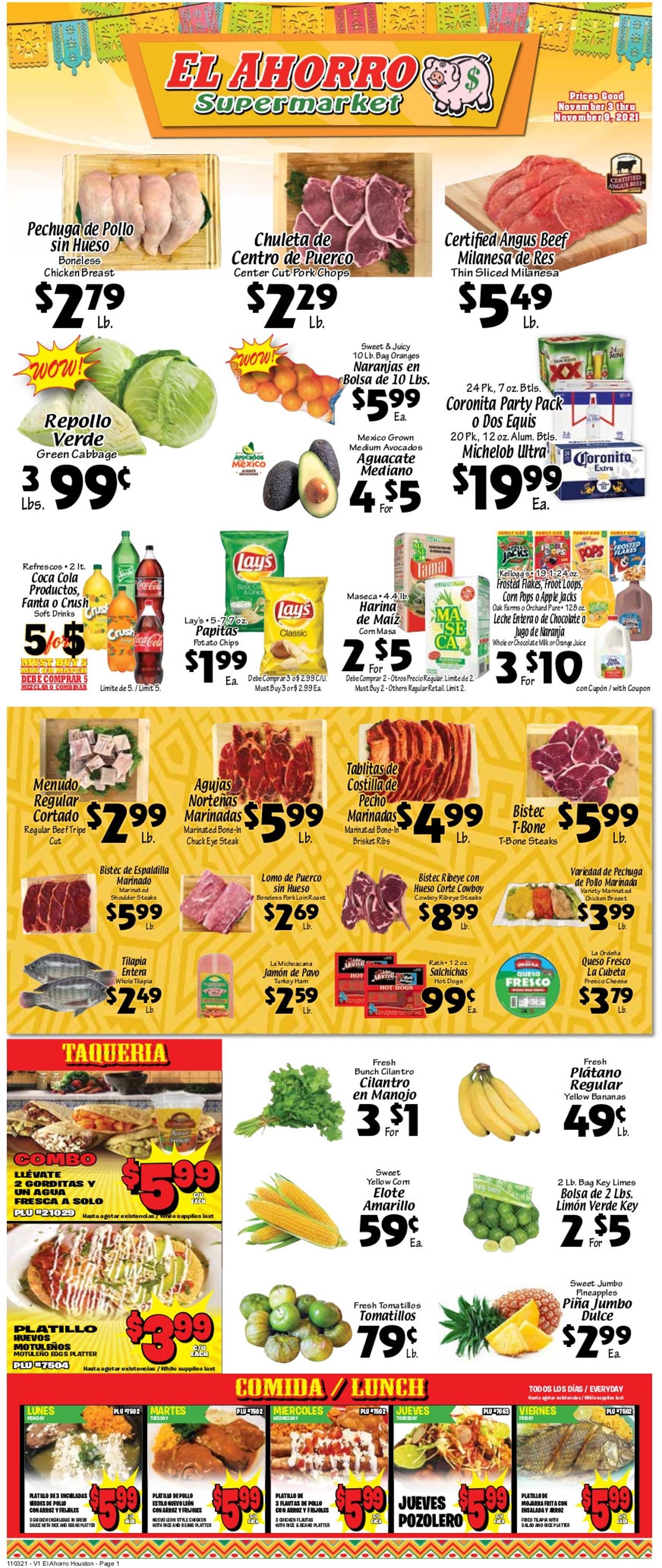 El Ahorro Supermarket Weekly Ad Circular - valid 11/03-11/09/2021