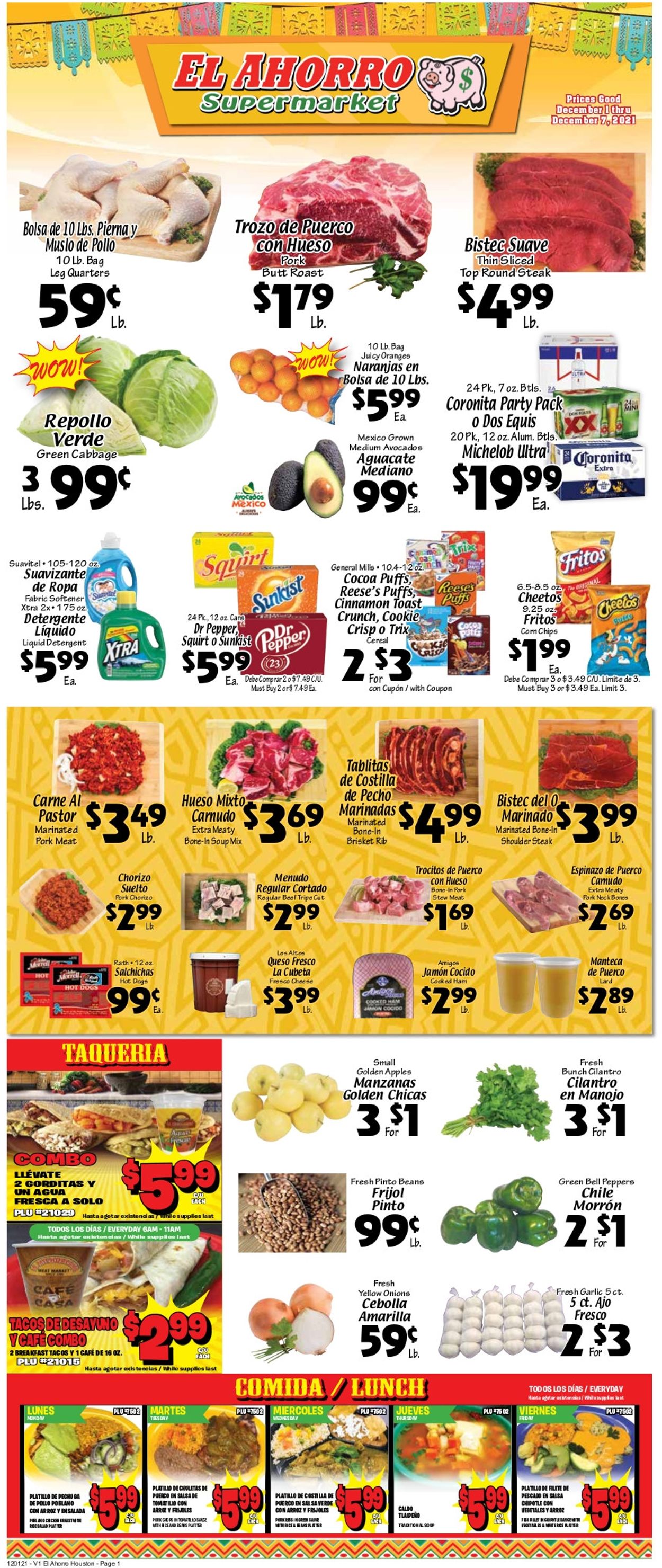 El Ahorro Supermarket Weekly Ad Circular - valid 12/01-12/07/2021