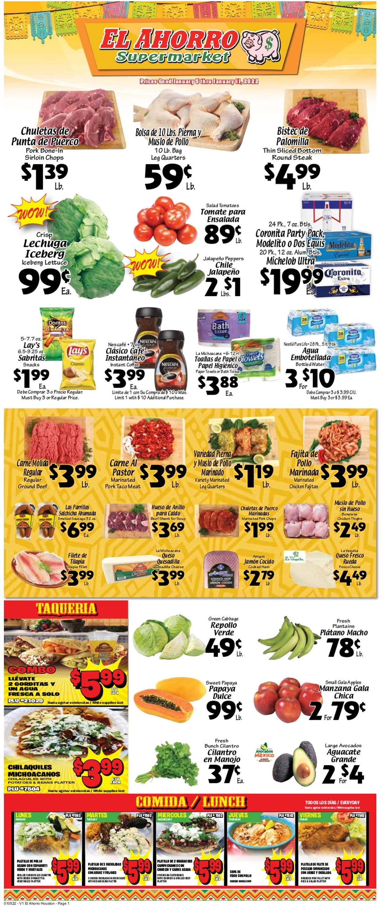 El Ahorro Supermarket Weekly Ad Circular - valid 01/05-01/11/2022