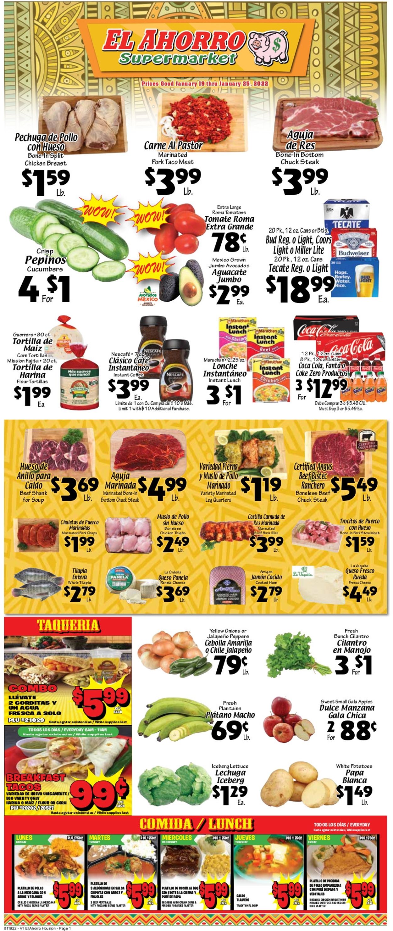 El Ahorro Supermarket Weekly Ad Circular - valid 01/19-01/25/2022