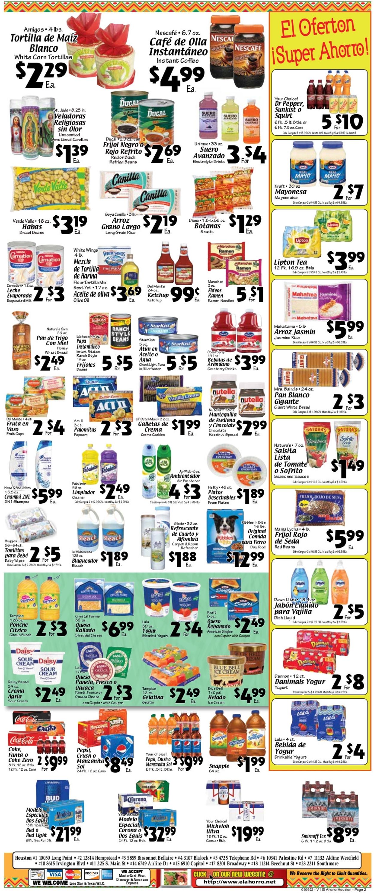 El Ahorro Supermarket Weekly Ad Circular - valid 03/09-03/15/2022 (Page 2)
