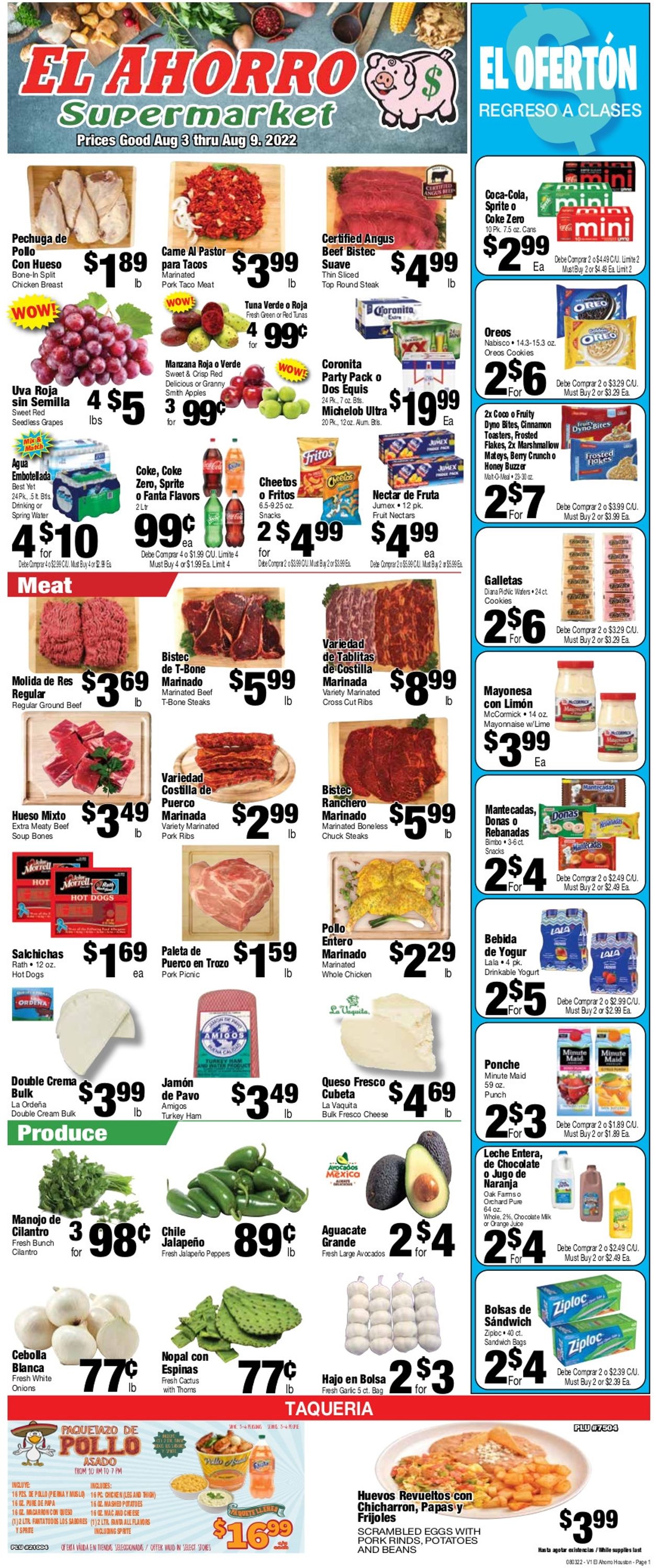 El Ahorro Supermarket Weekly Ad Circular - valid 08/03-08/09/2022
