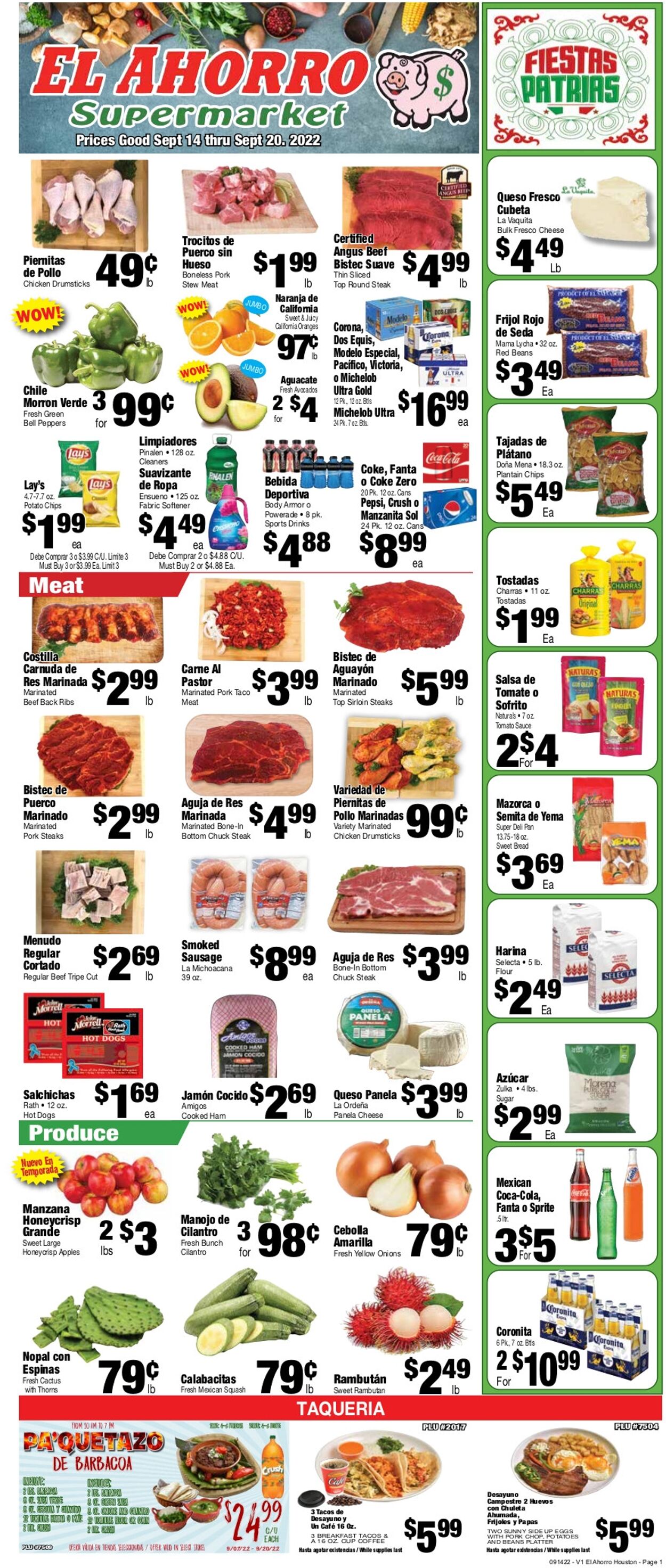 El Ahorro Supermarket Weekly Ad Circular - valid 09/14-09/20/2022