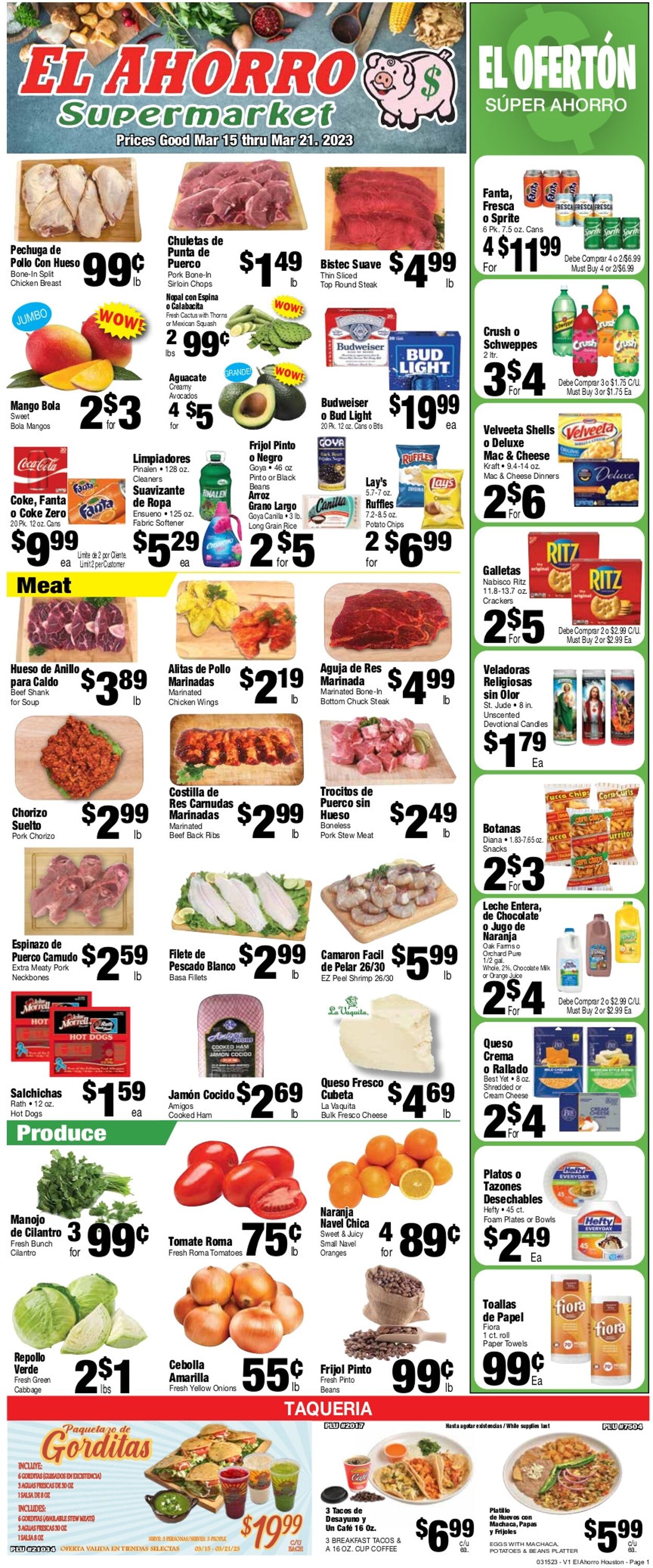 El Ahorro Supermarket Weekly Ad Circular - valid 03/15-03/21/2023