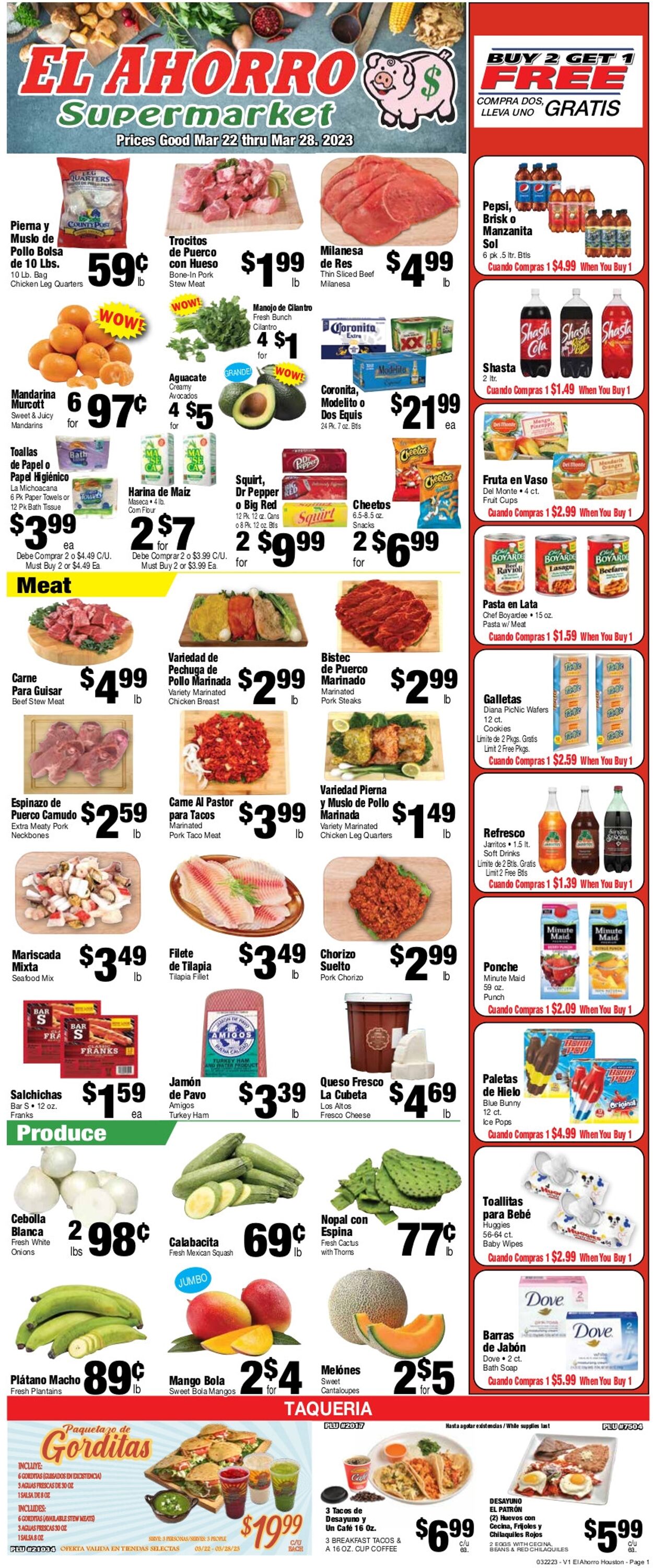 El Ahorro Supermarket Weekly Ad Circular - valid 03/22-03/28/2023